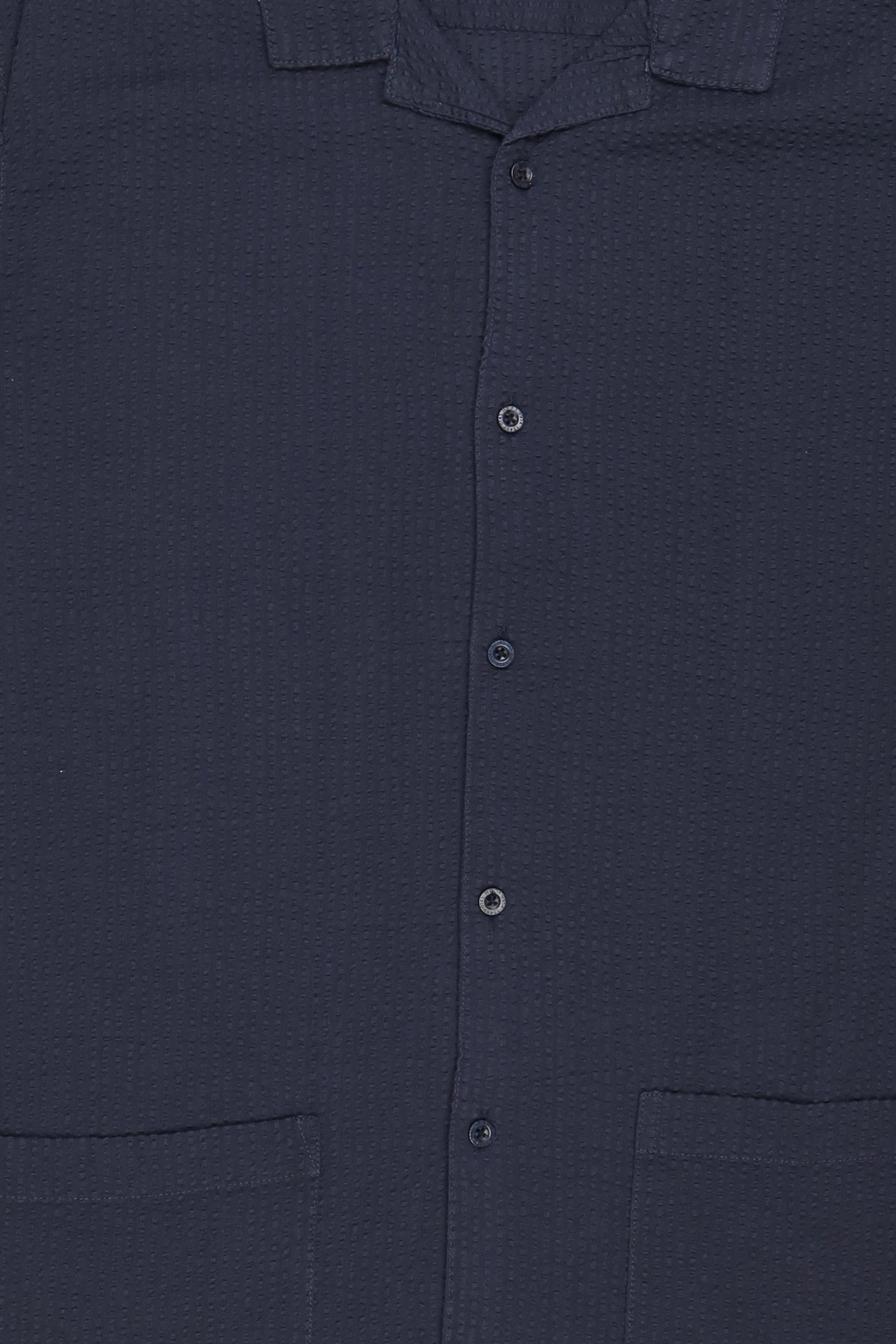 Men Regular Fit Short Sleeve Textured Casual Shirt, Navy