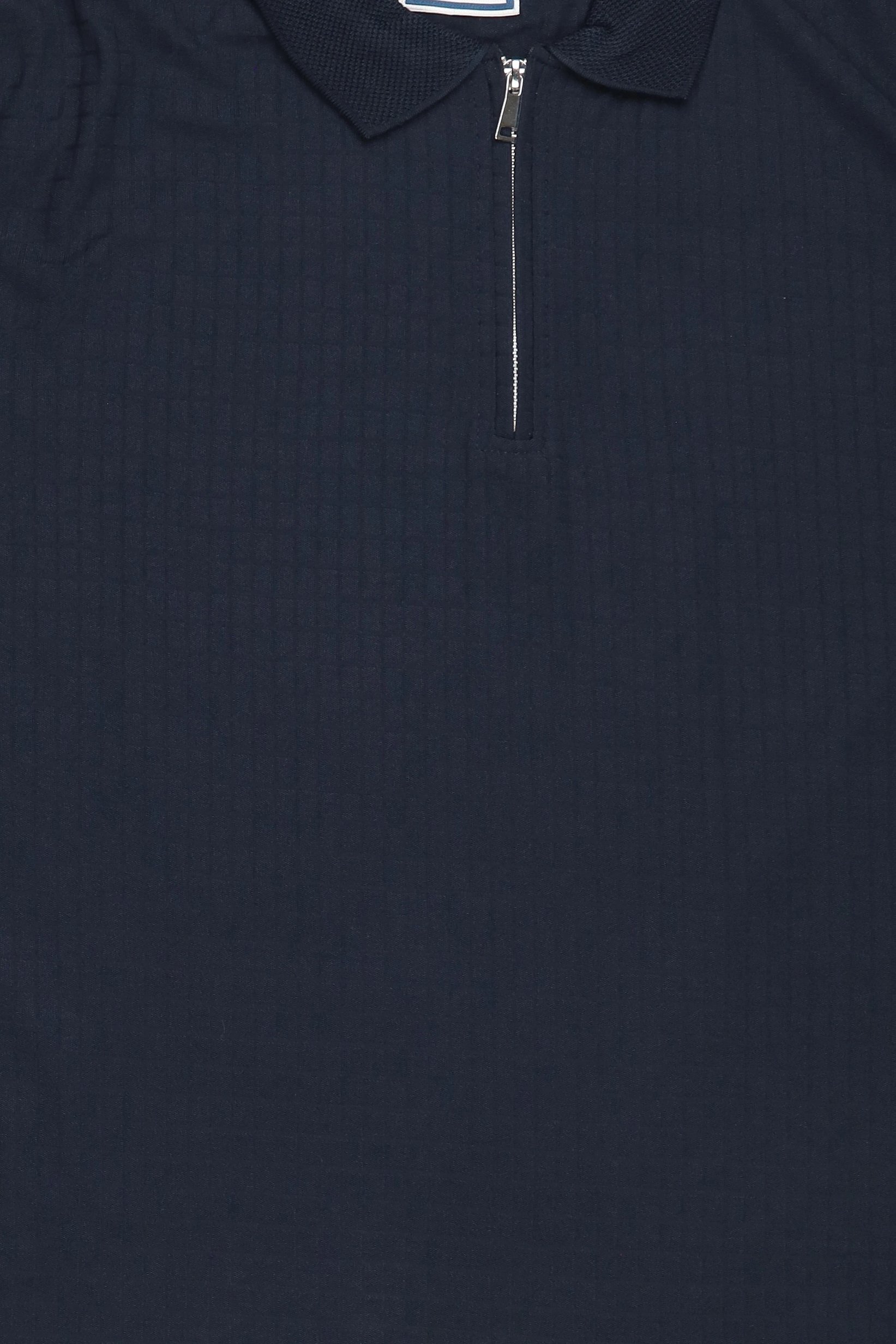 Men Regular Fit Checkered Short Sleeve Polo Shirt, Navy