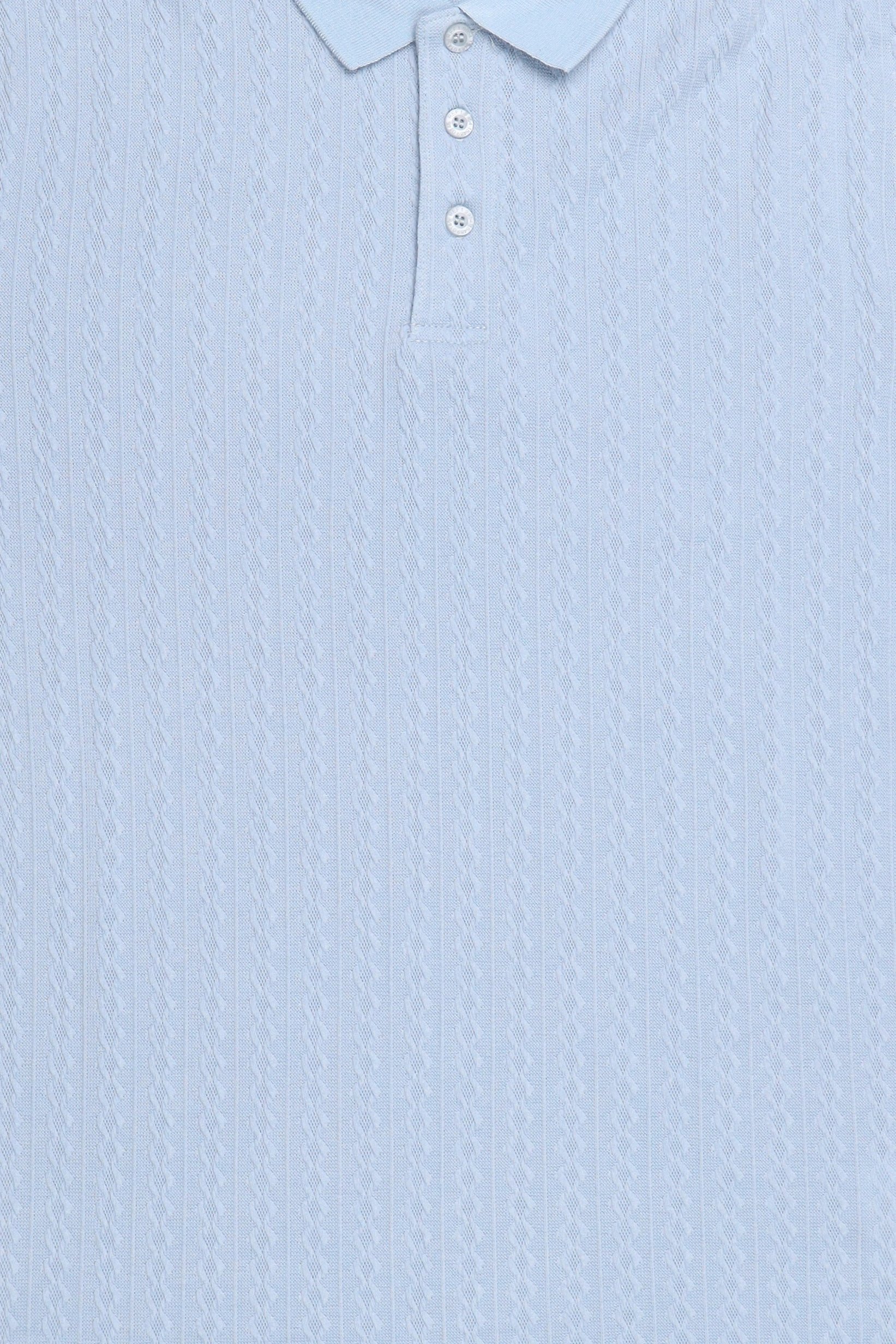 Men Regular Fit Short Sleeve Textured Polo Shirt, Slate Blue