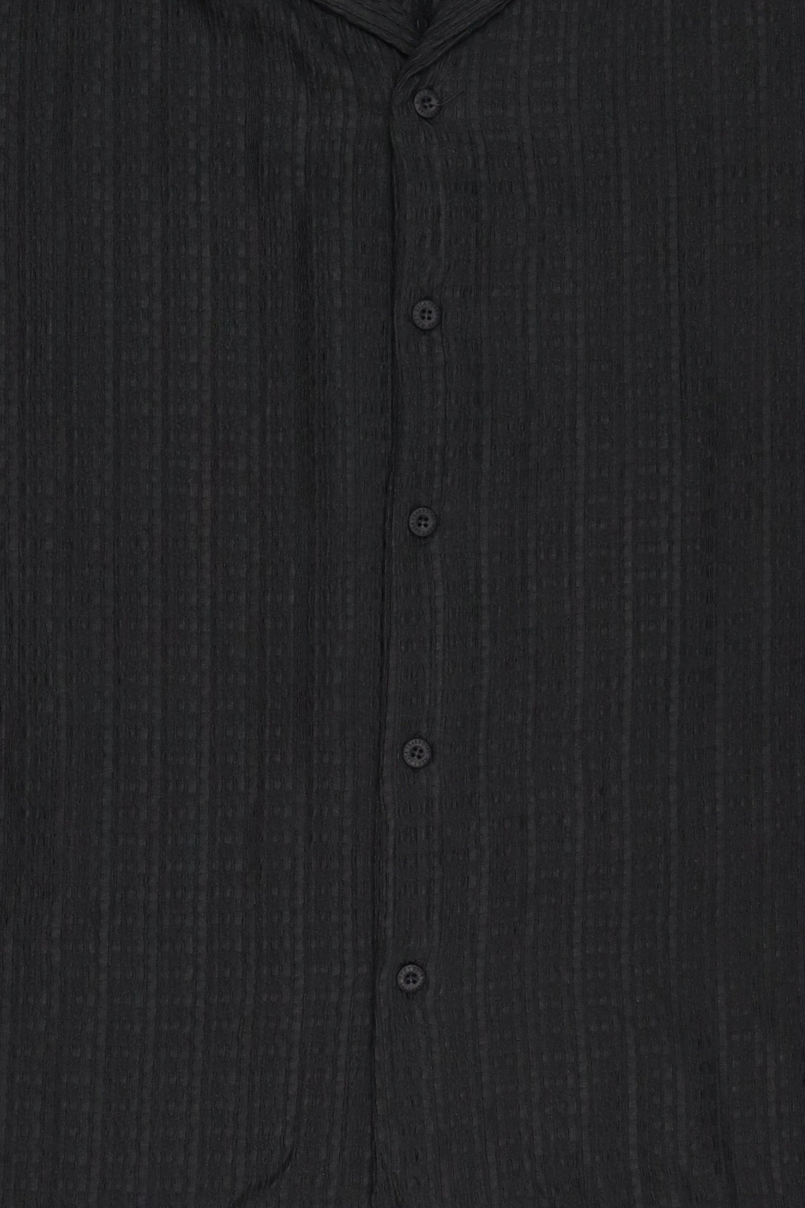 Men Regular Fit Short Sleeve Textured Casual Shirt, Black