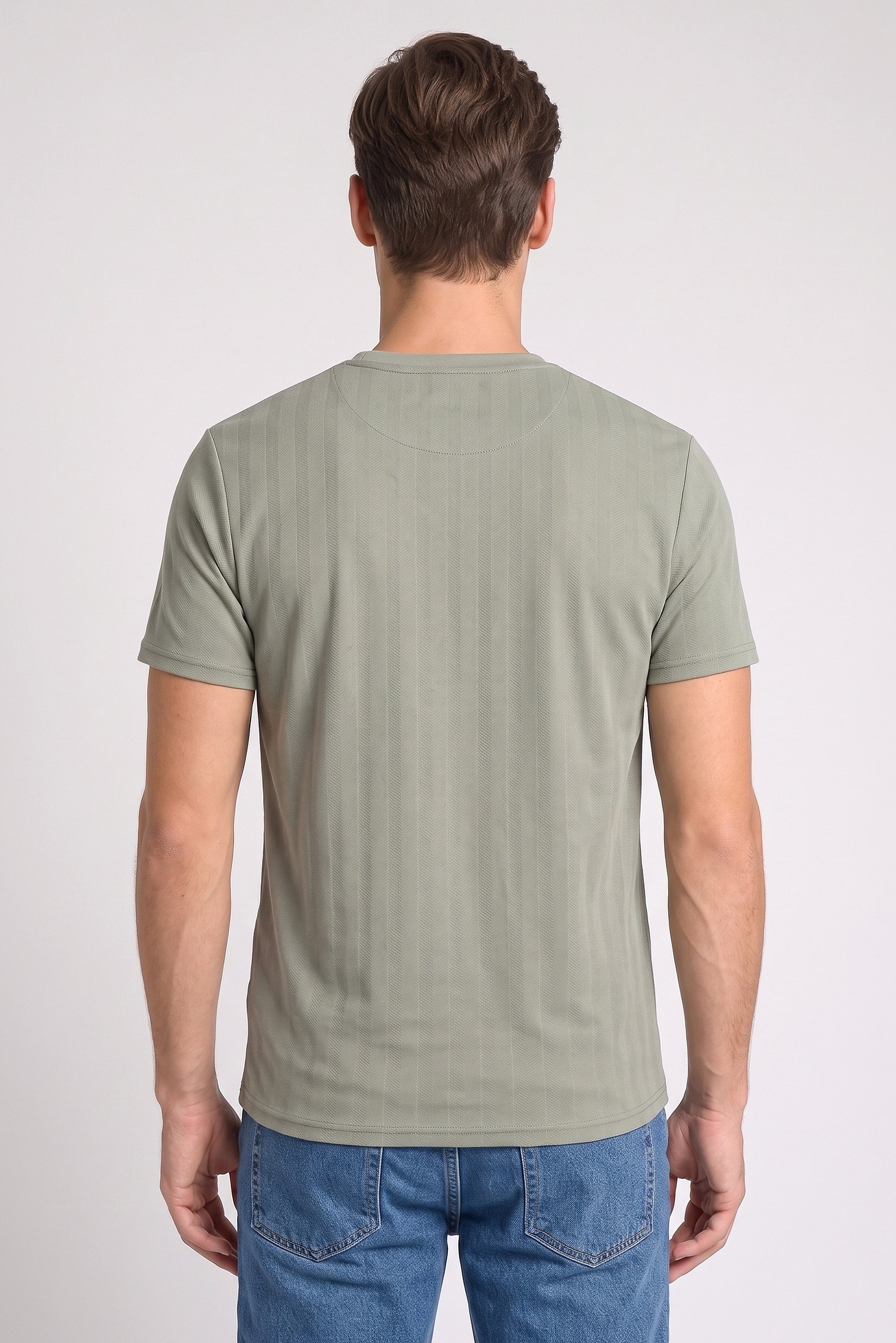 Men Crew Neck Short Sleeve Textured T-Shirt, Sage