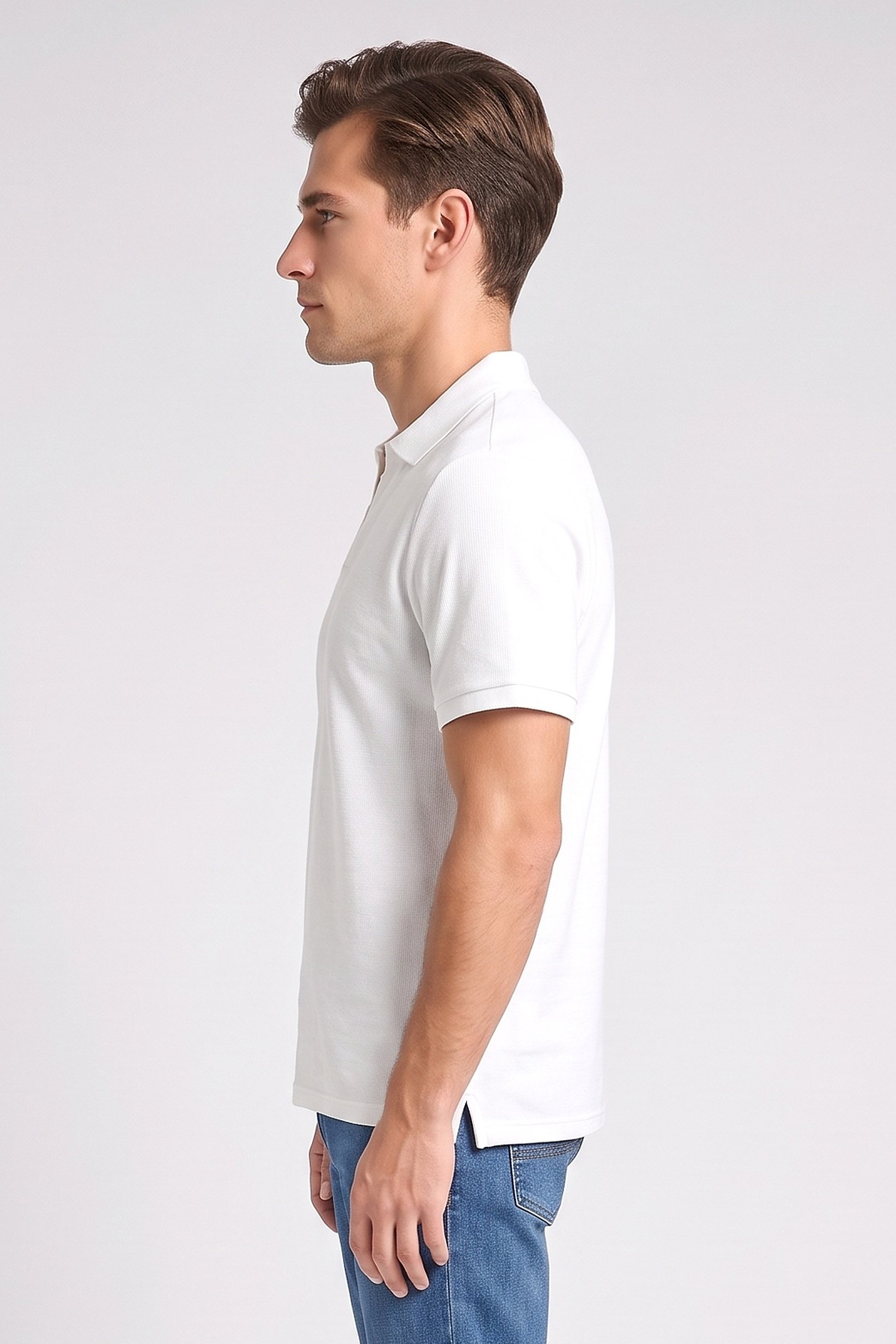 Men Regular Fit Solid Short Sleeve Polo Shirt, White
