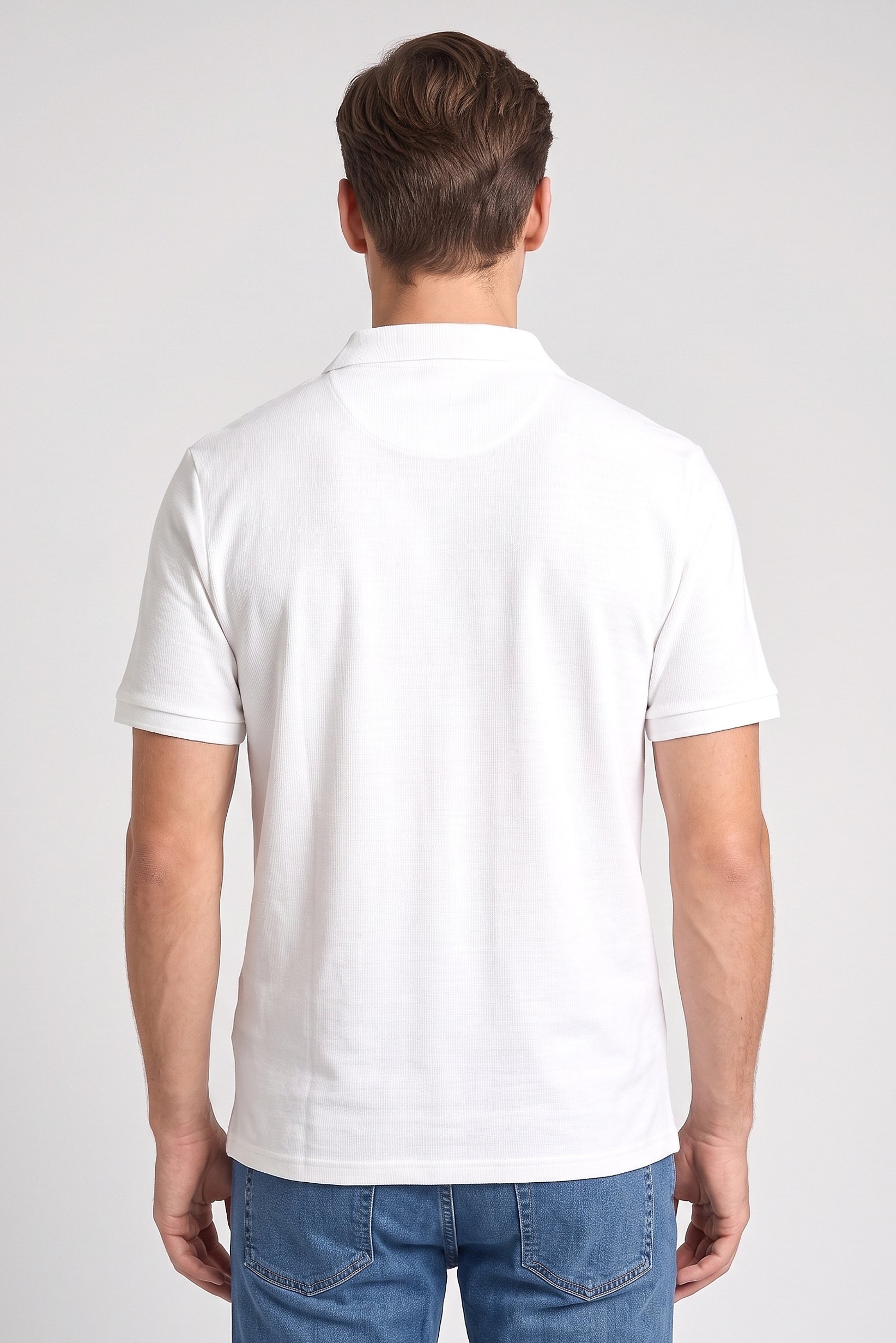 Men Regular Fit Solid Short Sleeve Polo Shirt, White