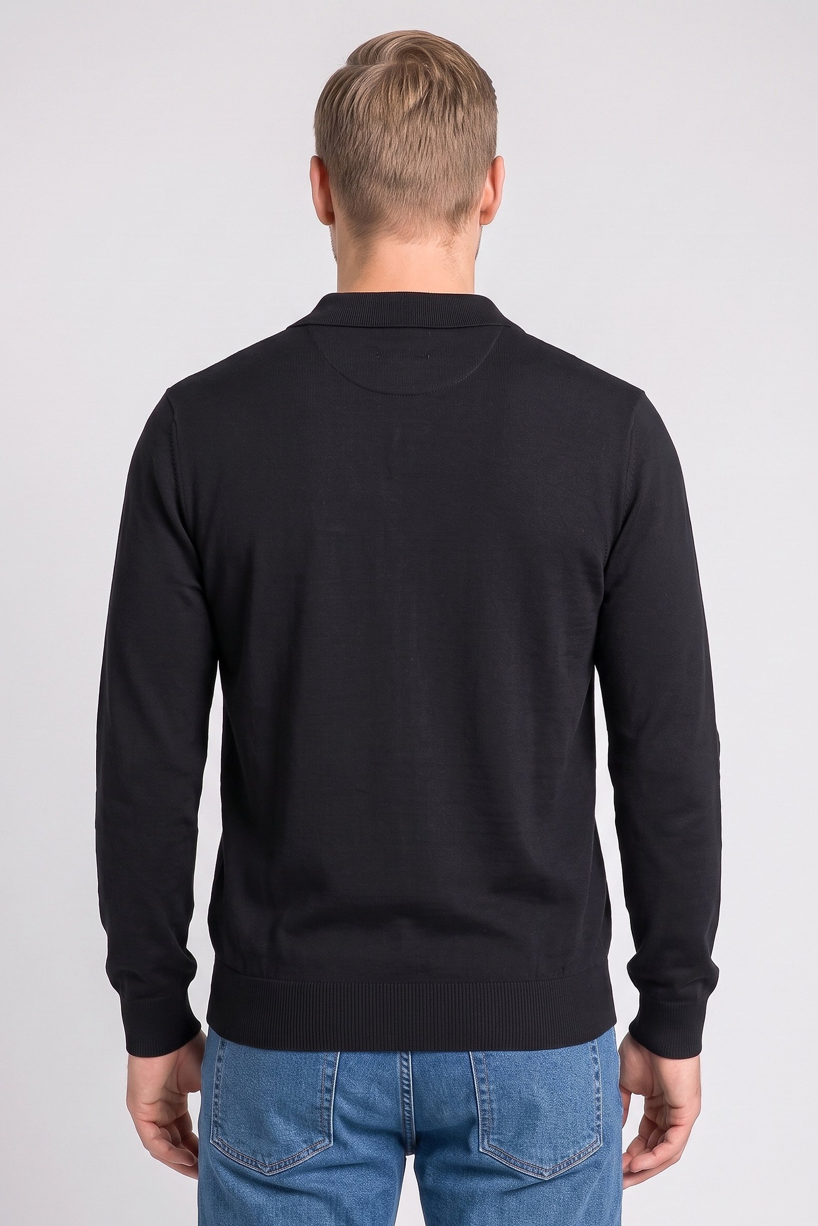 Men V Neck Long Sleeve Knitted Sweater, Black