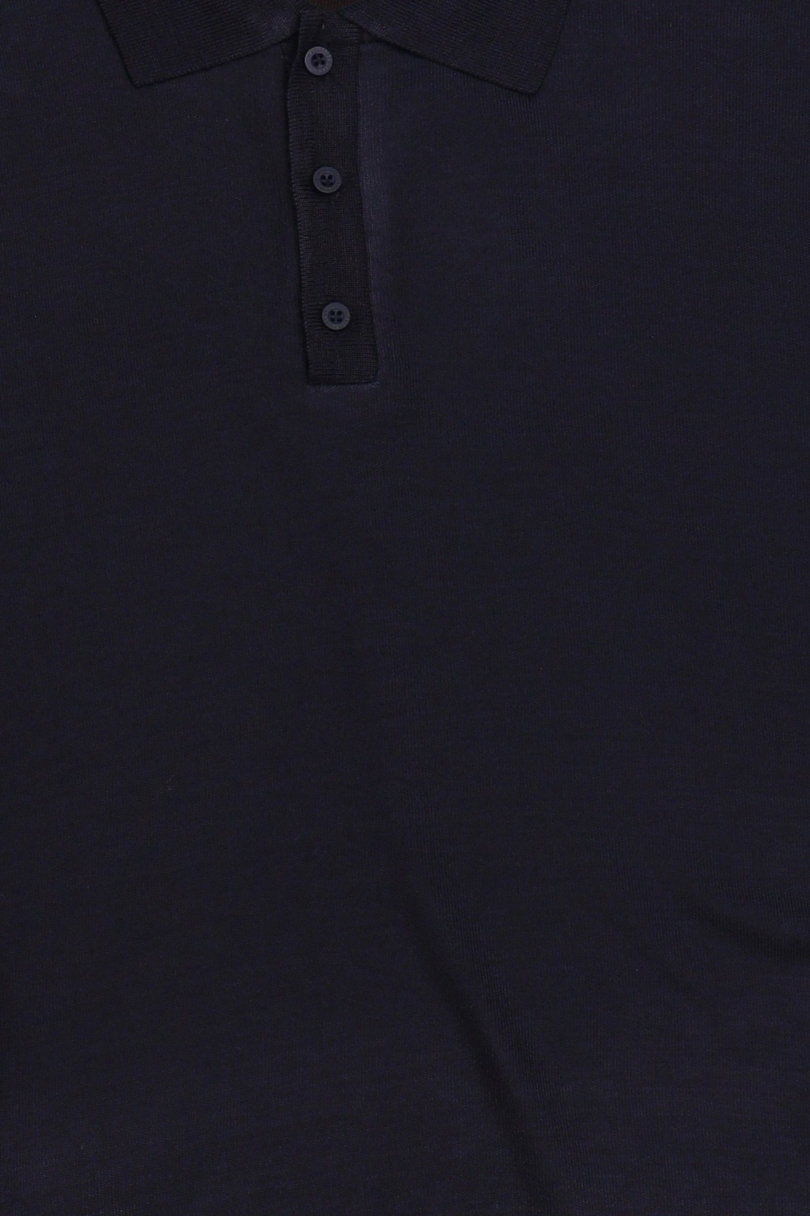 Men Spread Collar Long Sleeve Knitted Polo Shirt, Navy