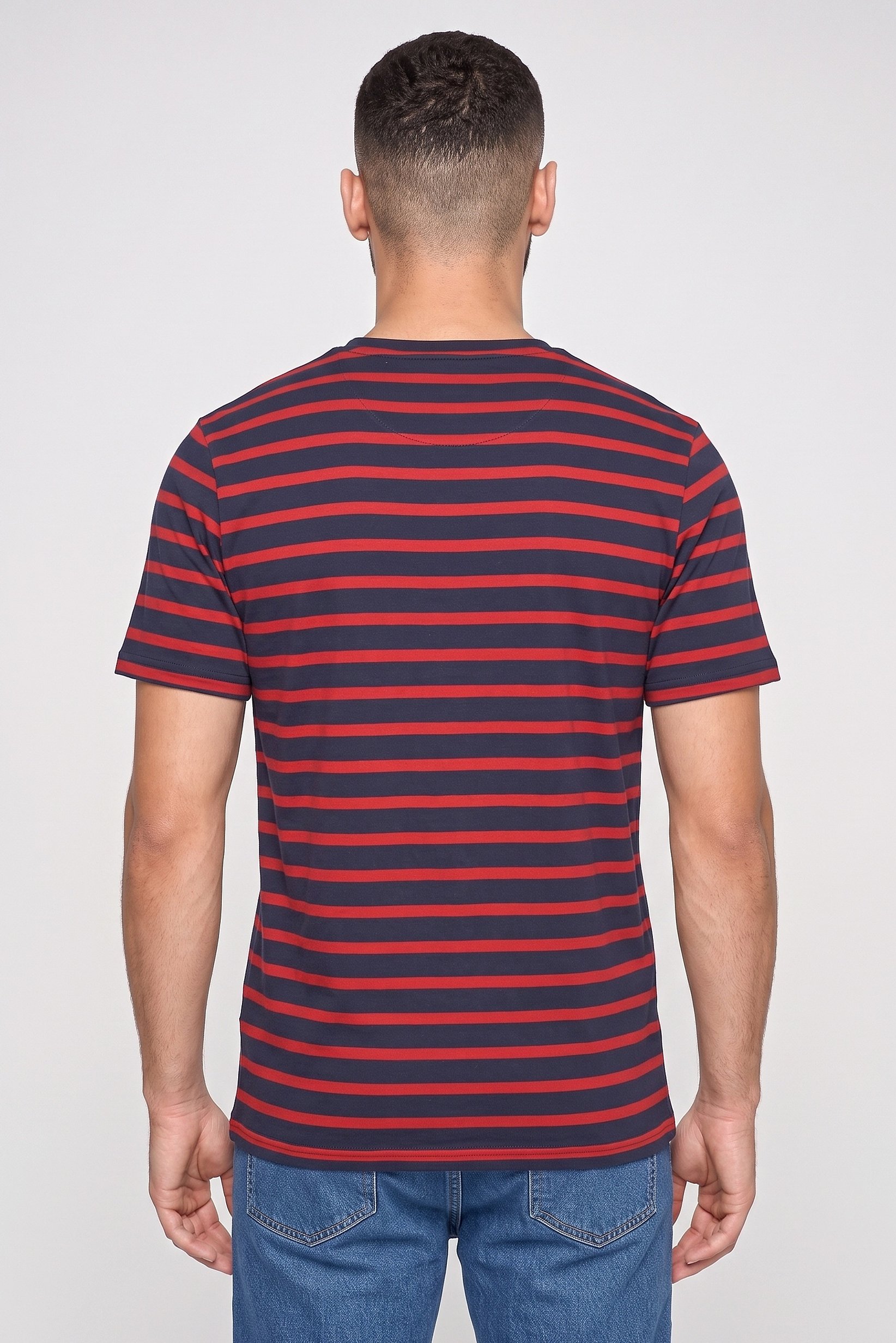 Men Crew Neck Short Sleeve Stripe T-Shirt, Multicolor