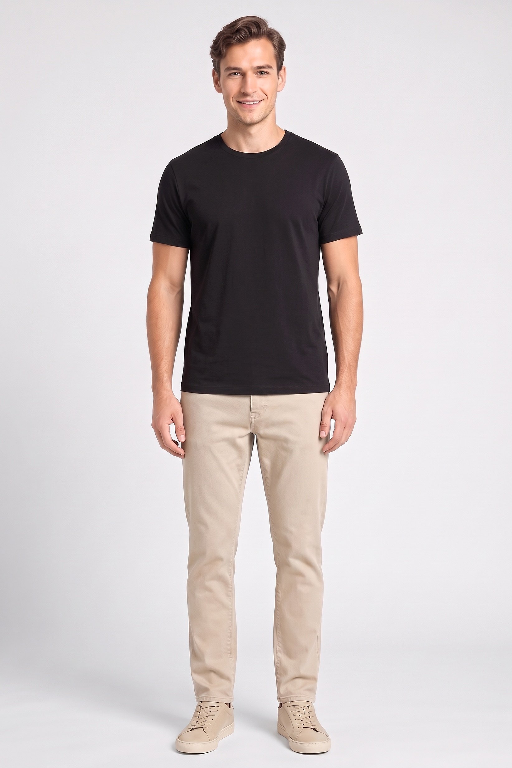 Men Crew Neck Short Sleeve Plain T-Shirt, Black