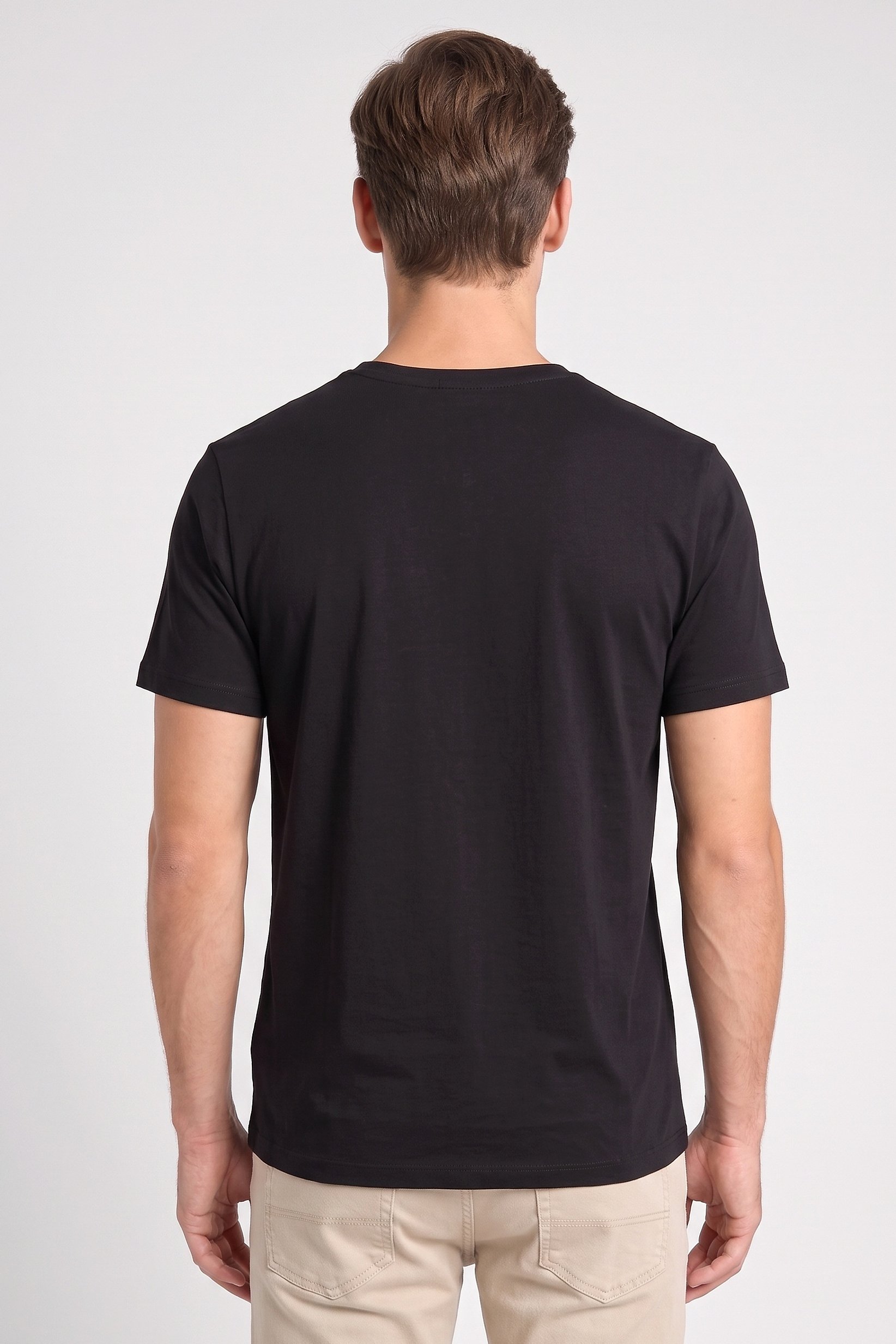 Men Crew Neck Short Sleeve Plain T-Shirt, Black