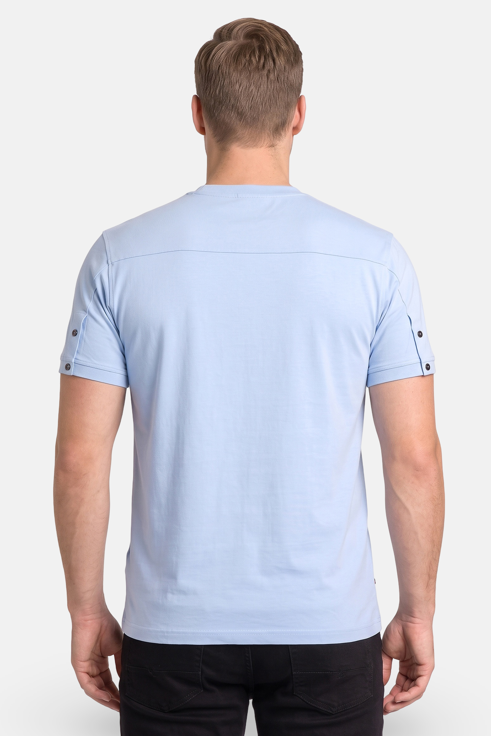 Men Crew Neck Short Sleeve Brand Logo T-Shirt, Light Blue