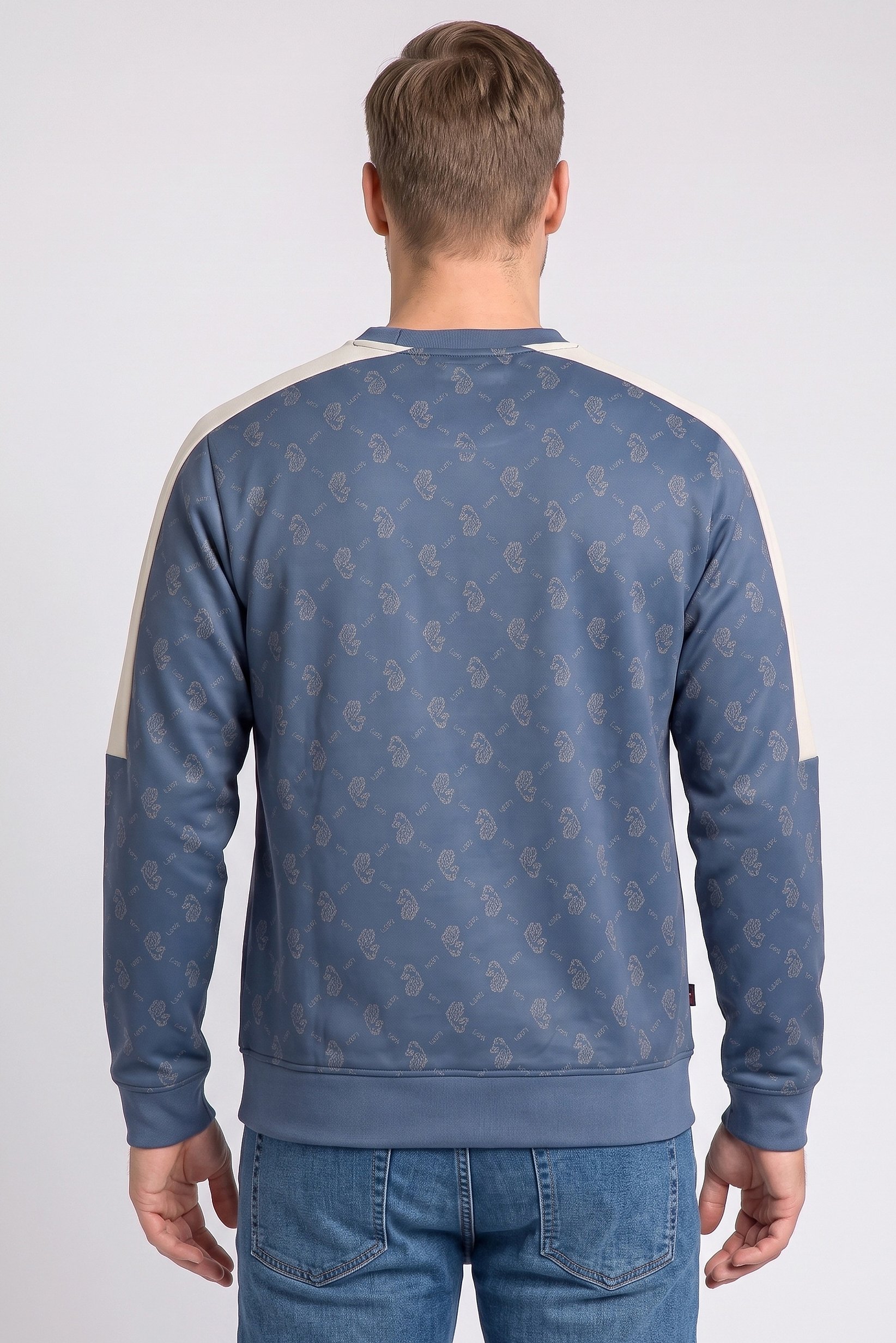Men Long Sleeve Allover Print Sweatshirt, Slate Blue