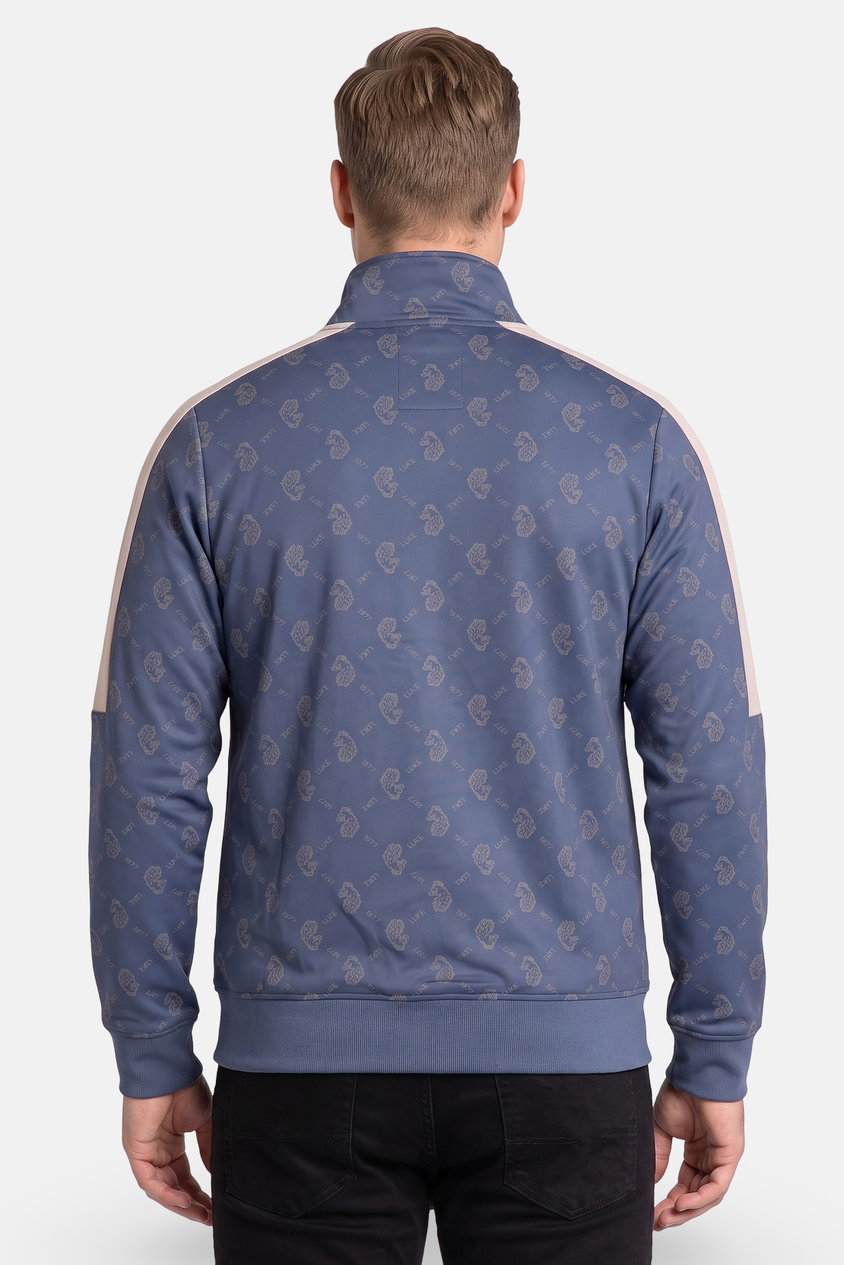 Men Mock Neck Long Sleeve Allover Print Sweatshirt, Multicolor