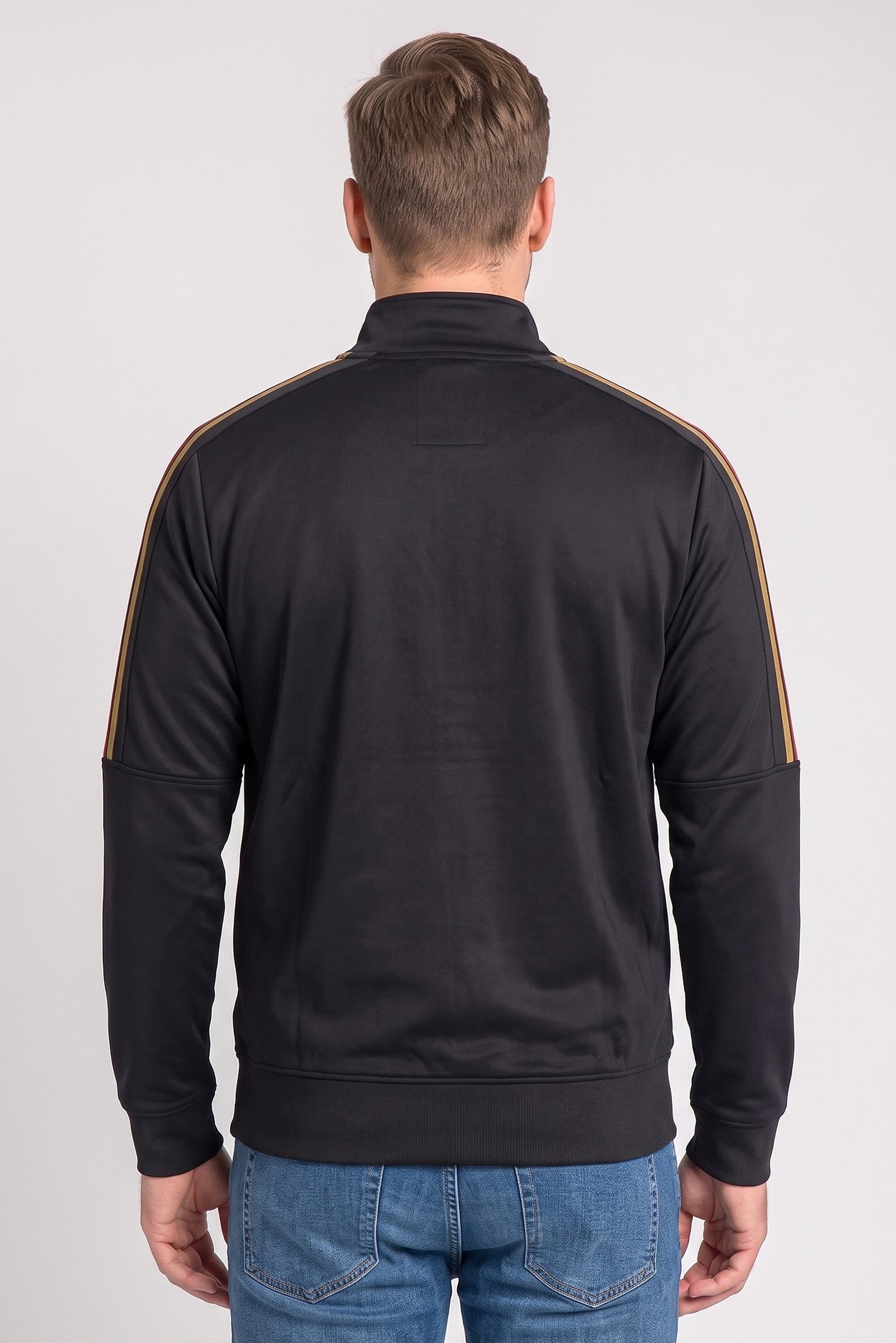 Men Long Sleeve Brand Logo Full Zip Sweatshirt, Black