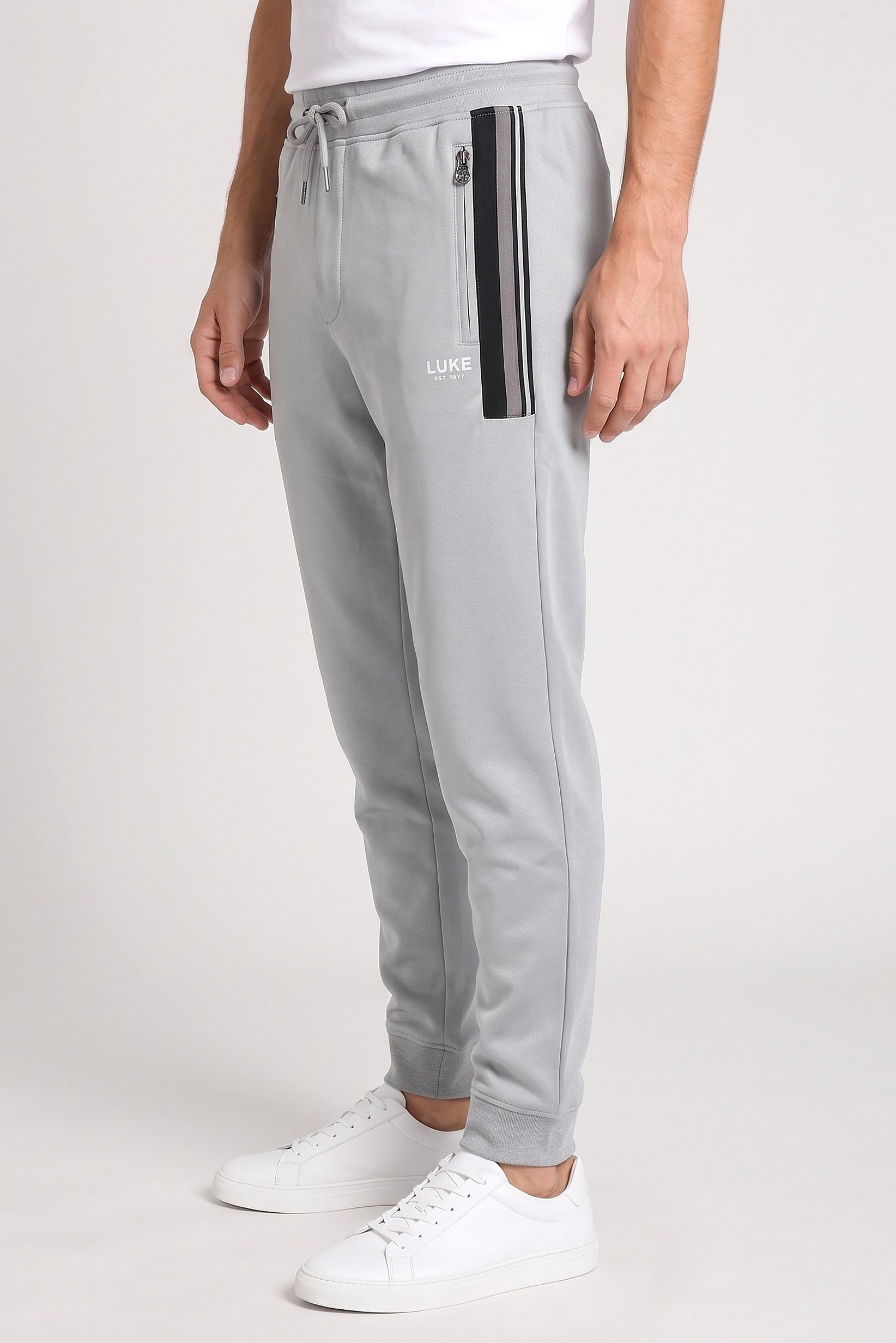 Men Regular Fit Brand Logo Jogger Pants, Grey
