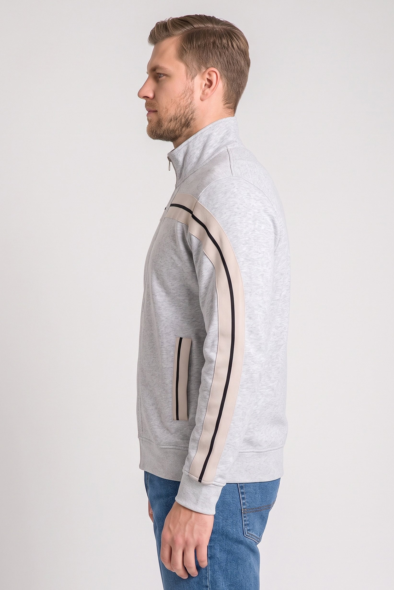 Men Mock Neck Long Sleeve Allover Print Sweatshirt, Multicolor
