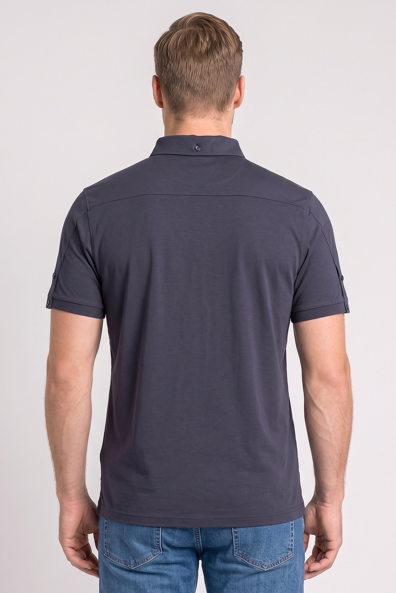 Men Regular Fit Brand Logo Short Sleeve Polo Shirt, Dark Grey