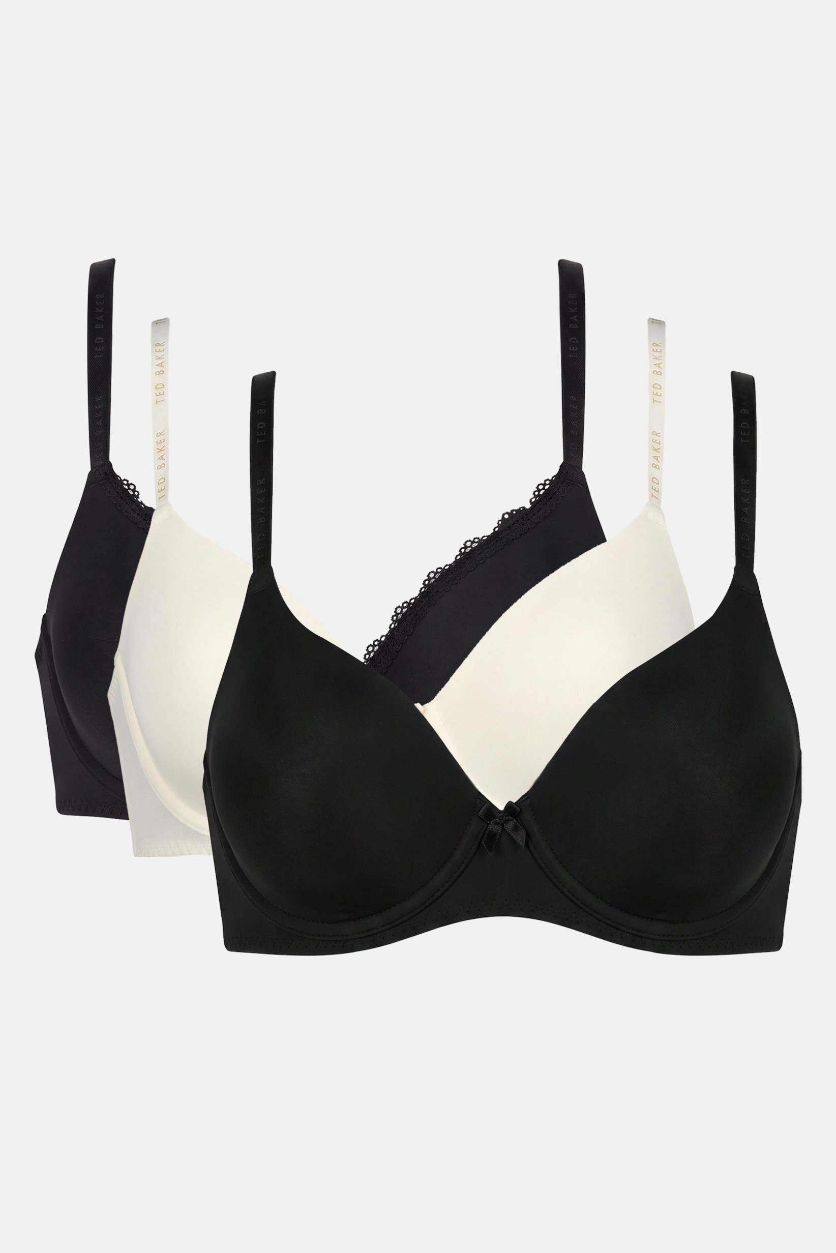 Women 3 Pcs Solid Lightly Padded Underwired Bra, Multicolor