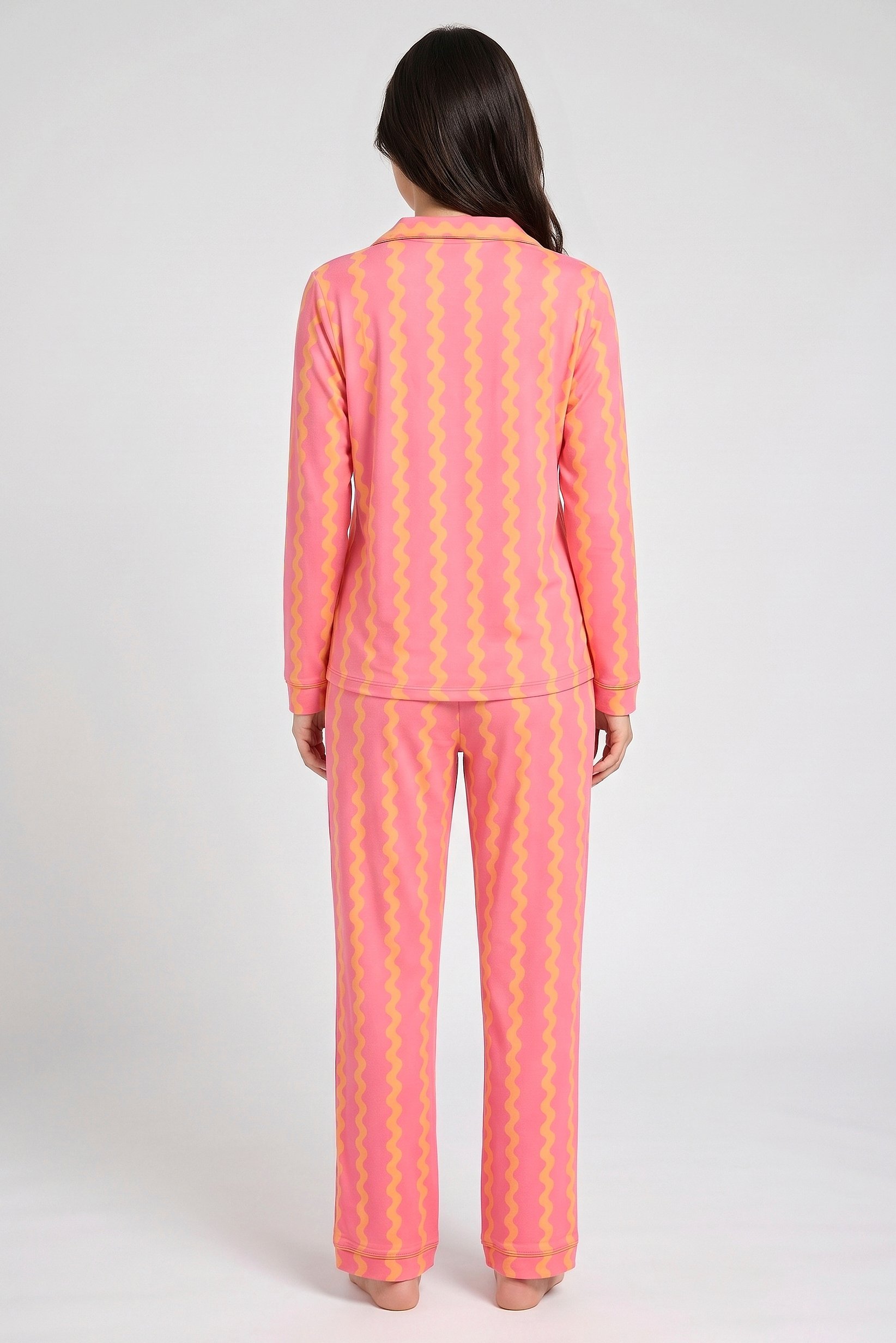 Women 2 Pieces Allover Print Long Sleeve Top And Pants Pajama Set, Multicolor