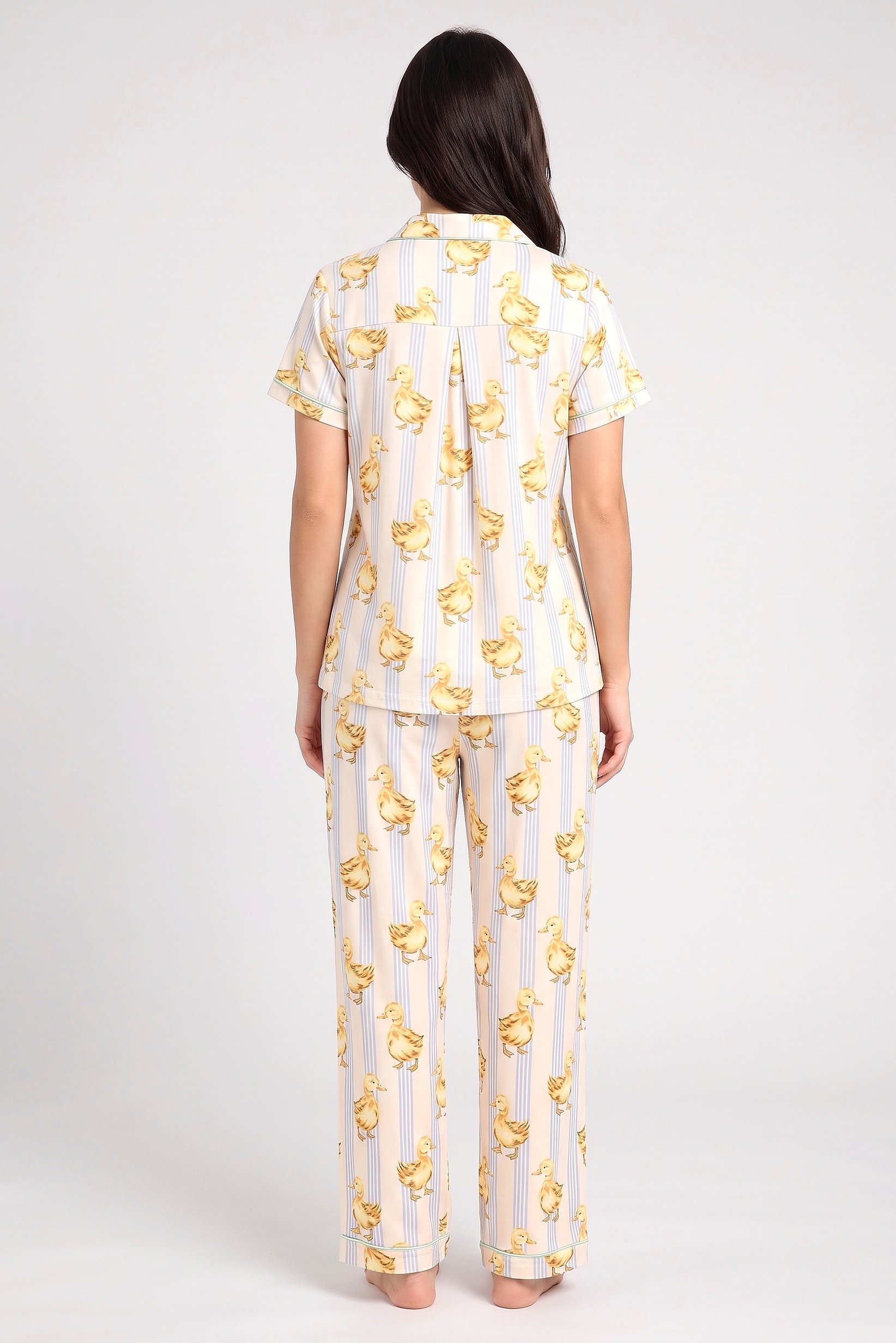 Women 2 Pieces Allover Print Short Sleeve Top And Pants Pajama Set, Multicolor