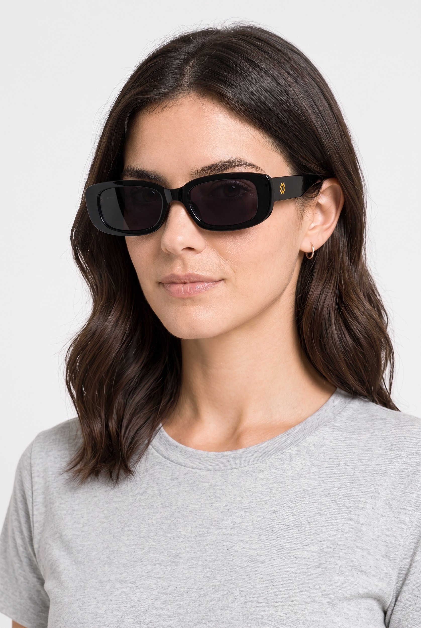 Women 200039002 Rectangle Sunglasses, Black