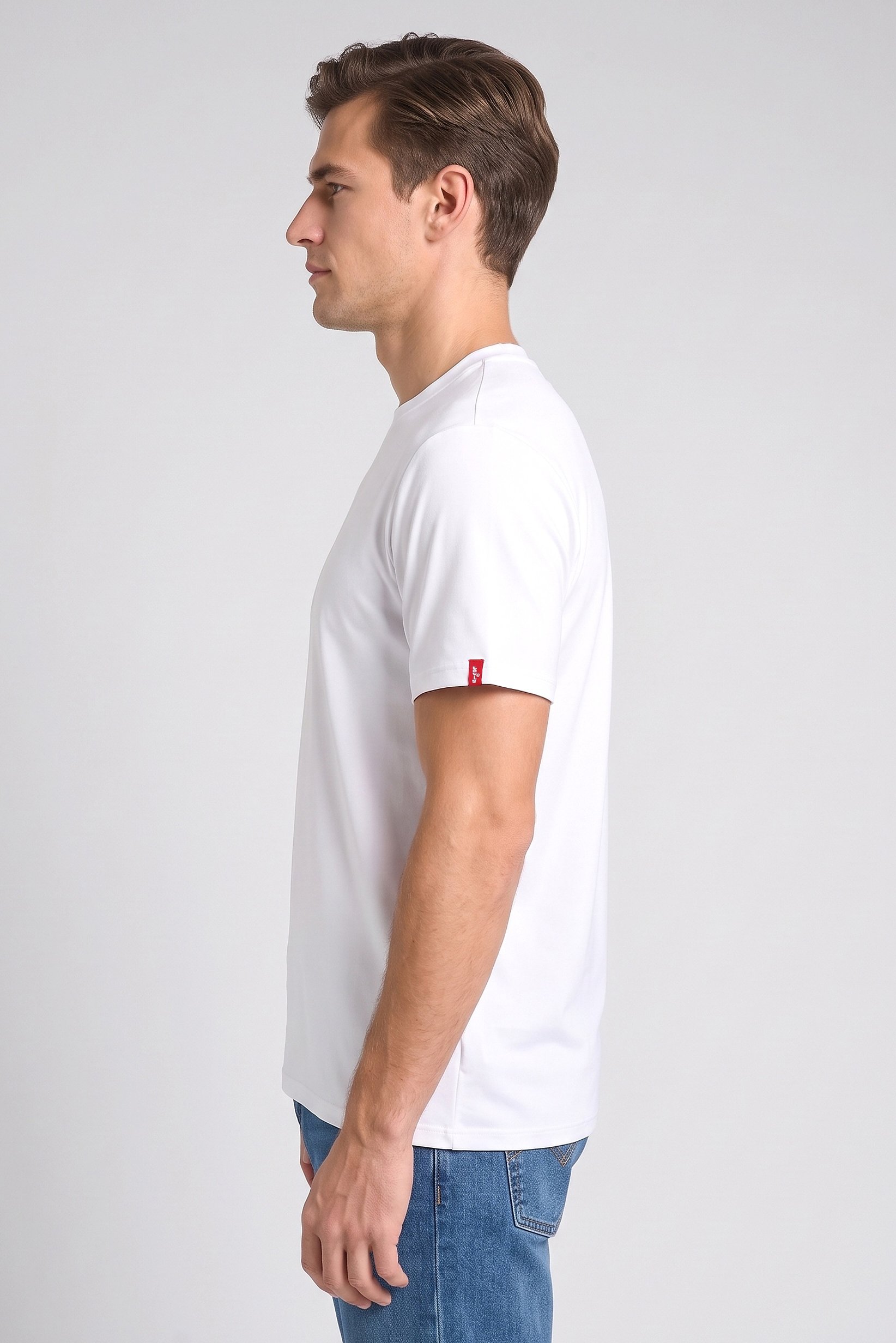 Men Crew Neck Short Sleeve Plain T-Shirt, White