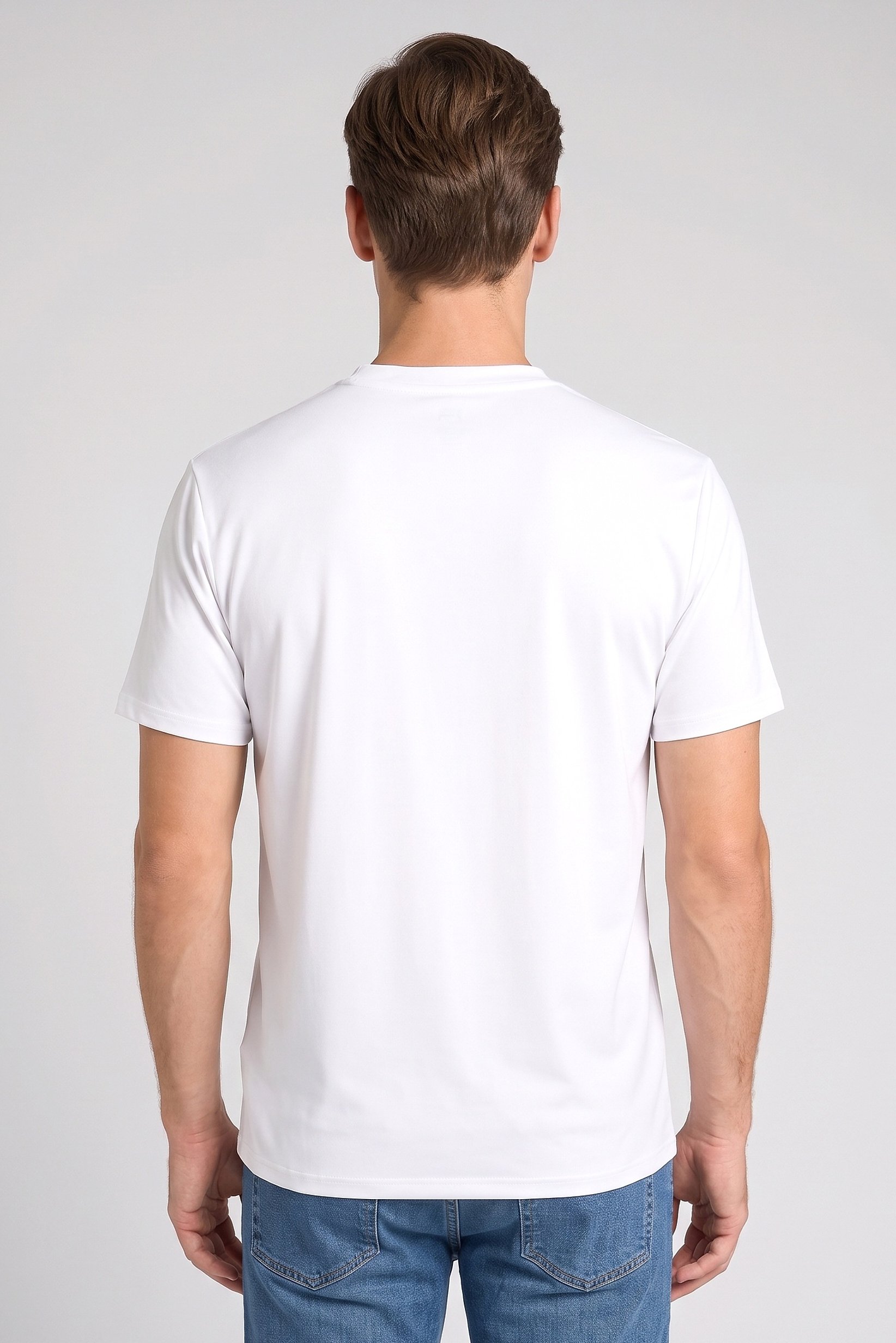 Men Crew Neck Short Sleeve Plain T-Shirt, White
