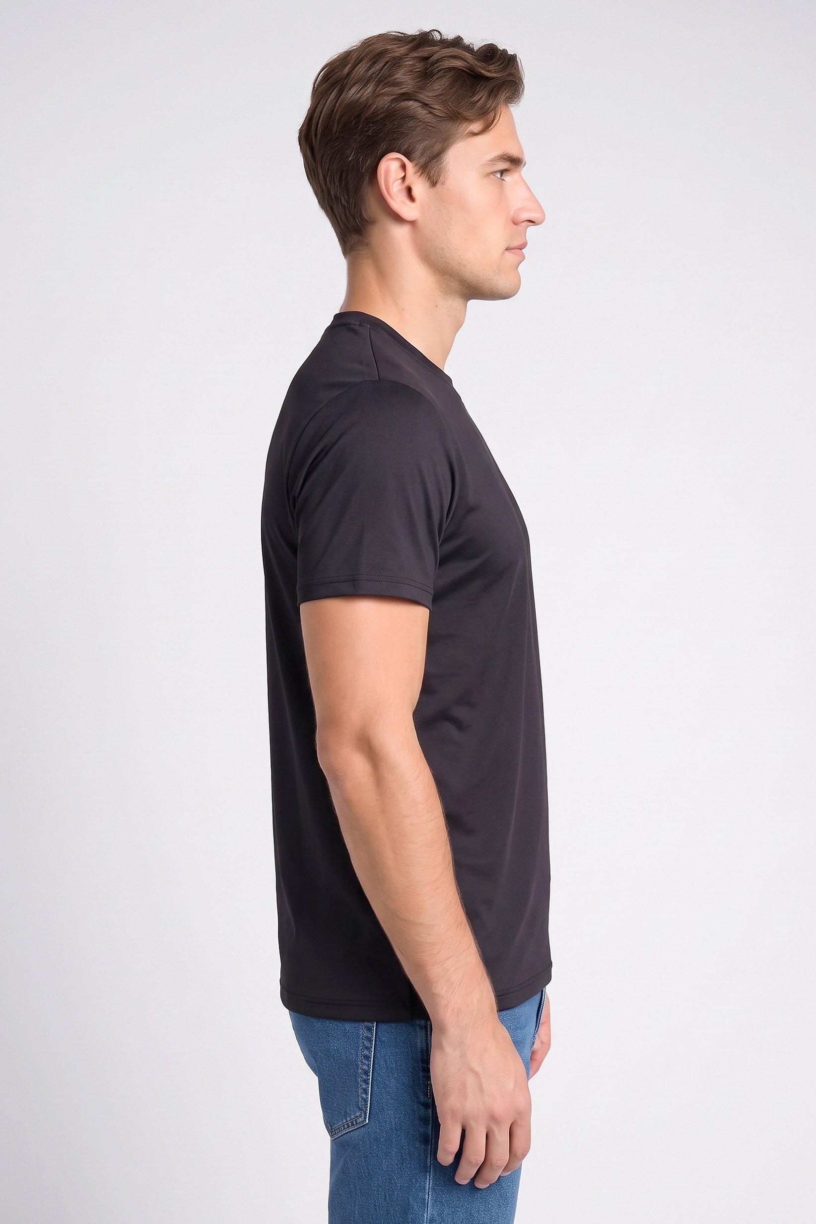 Men Crew Neck Short Sleeve Plain T-Shirt, Black