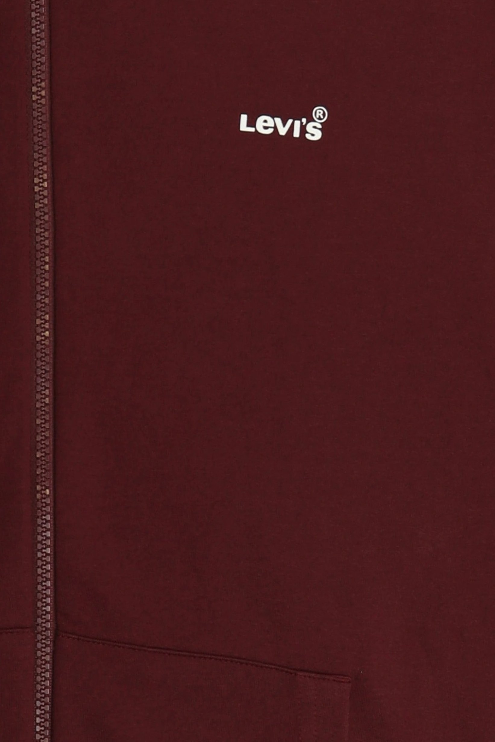 Men Full Zip Long Sleeve Brand Logo Hoodie, Dark Burgundy