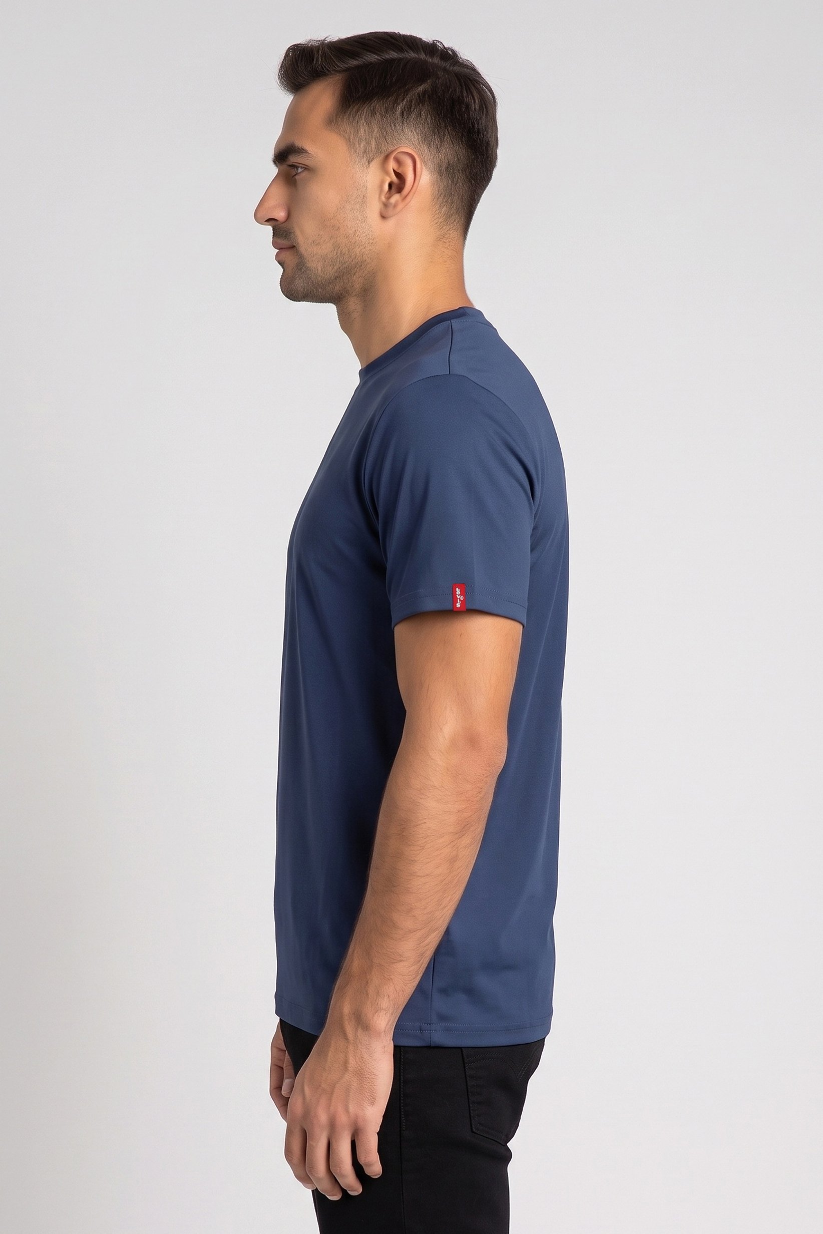 Men Crew Neck Plain Short Sleeve T-Shirt, Navy