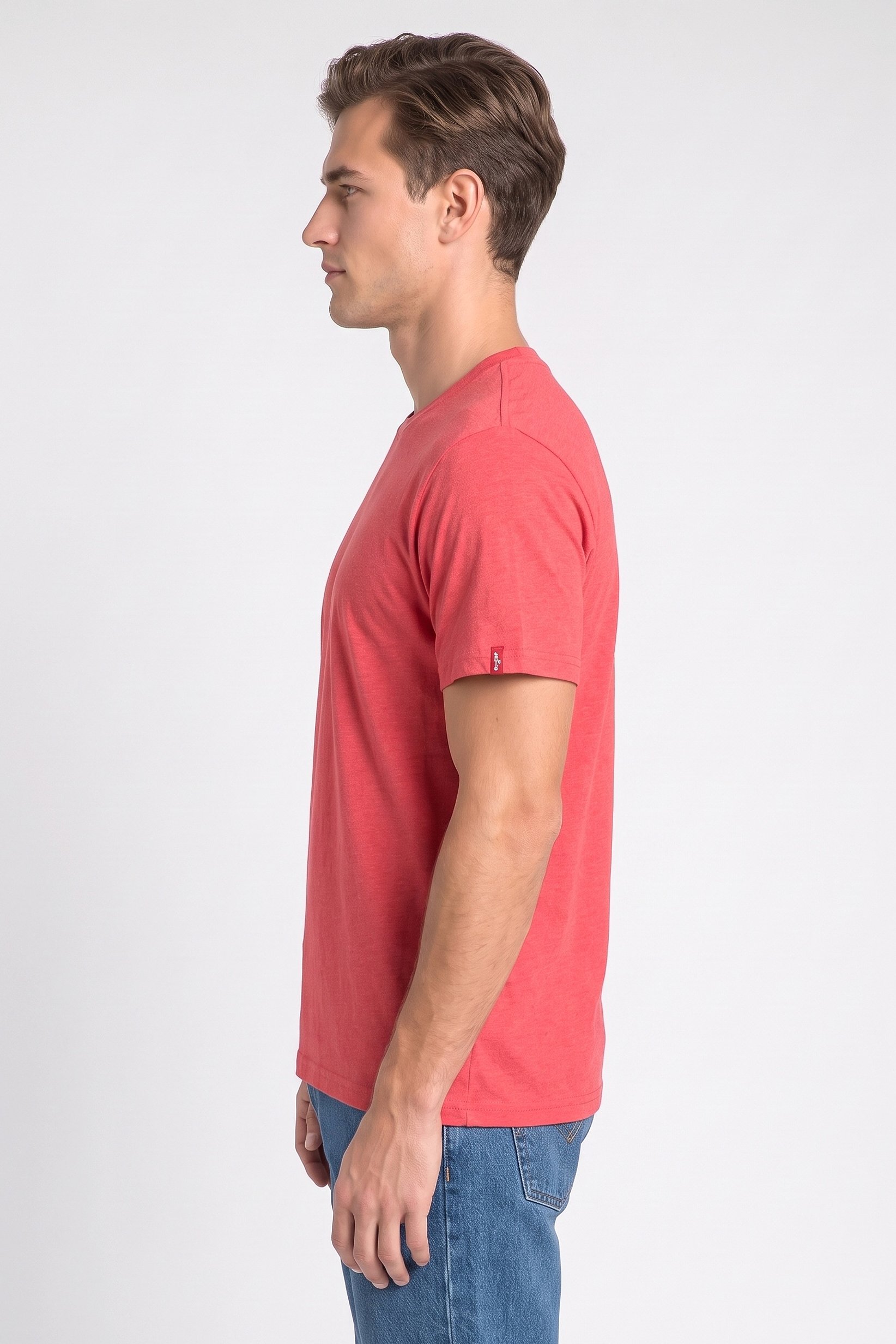Men Crew Neck Short Sleeve Plain T-Shirt, Red