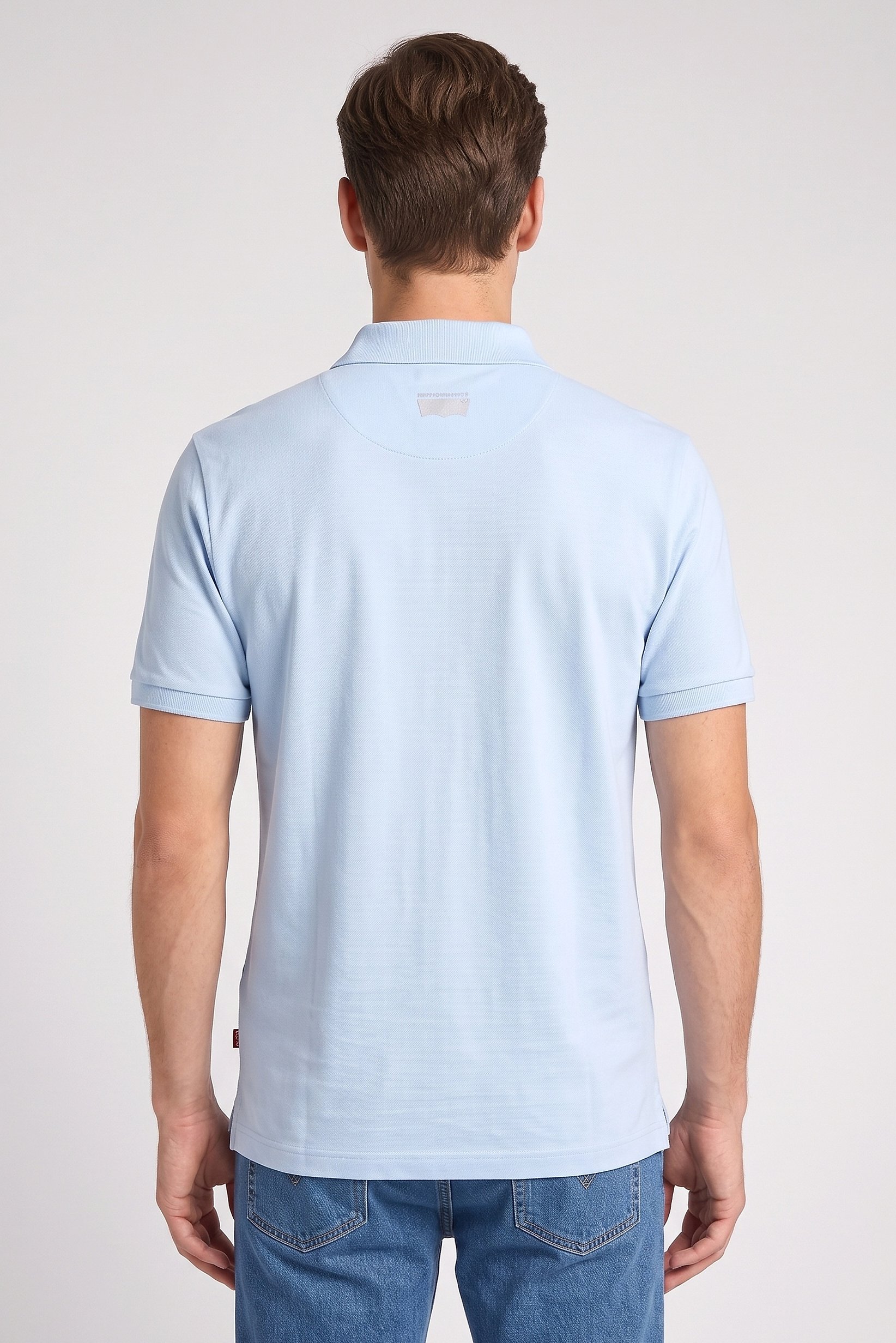 Men Regular Fit Short Sleeve Plain Polo Shirt, Light Blue