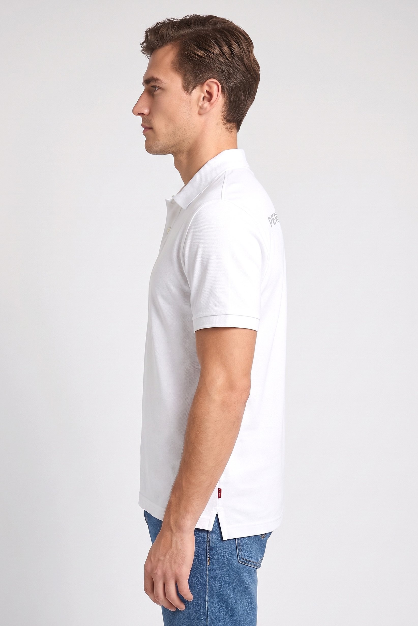 Men Regular Fit Plain Short Sleeve Polo Shirts, White