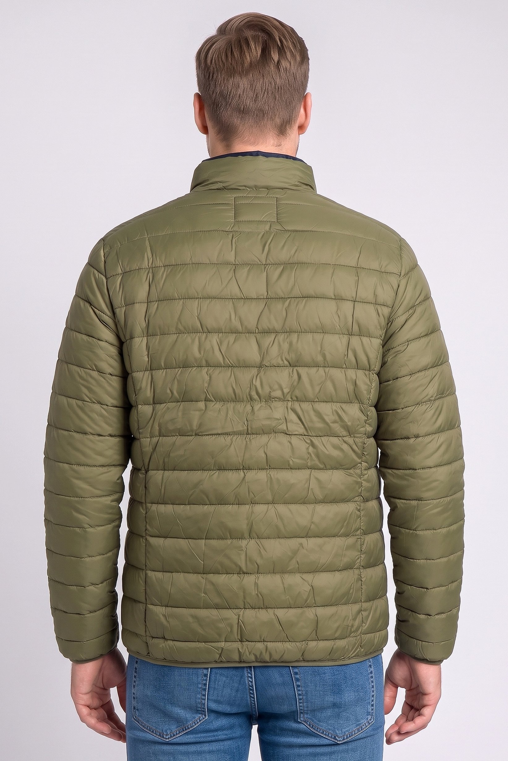 Men Quilted Puffer Jacket, Olive
