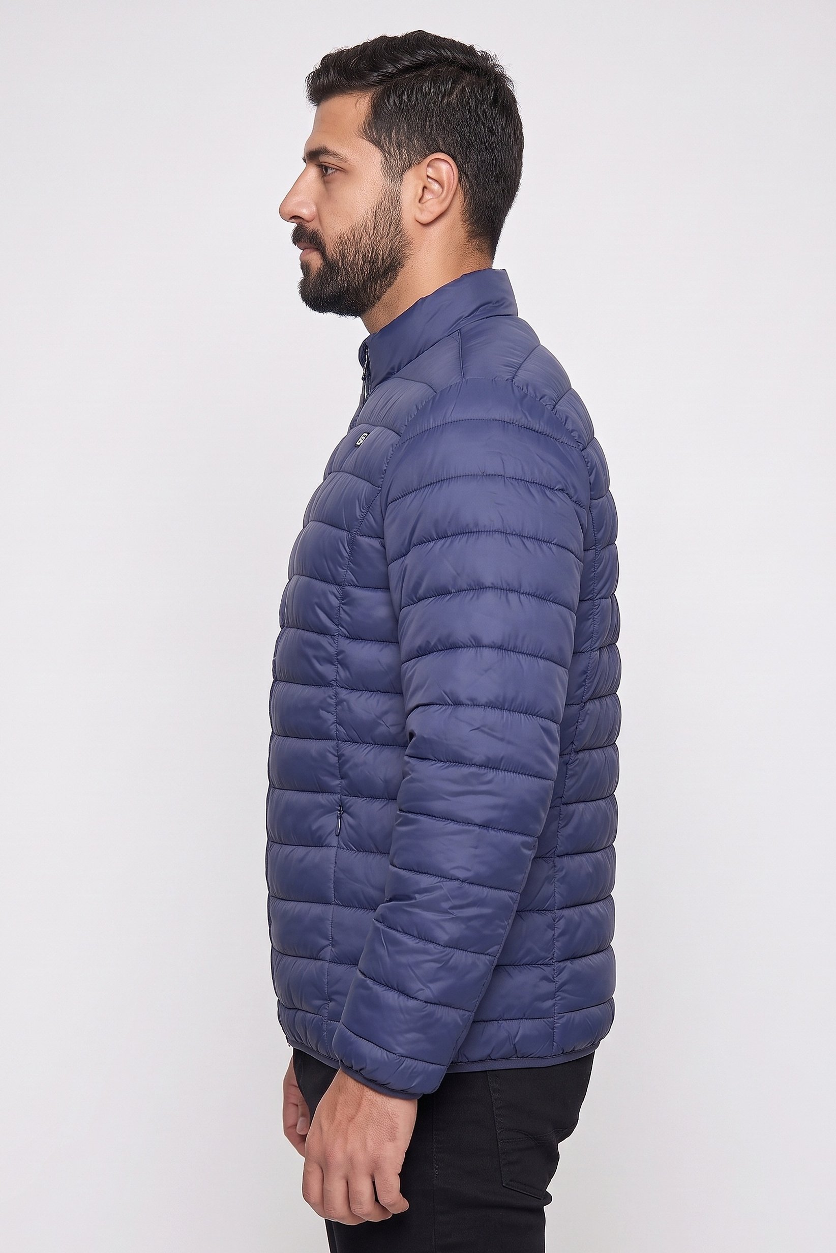 Men Quilted Puffer Jacket, Blue