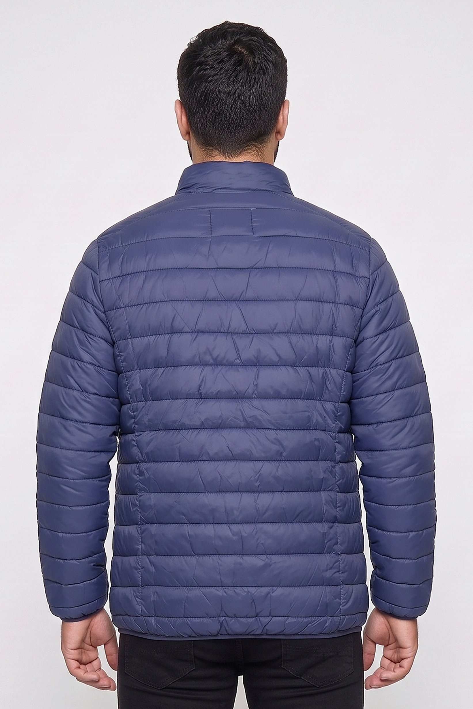 Men Quilted Puffer Jacket, Blue