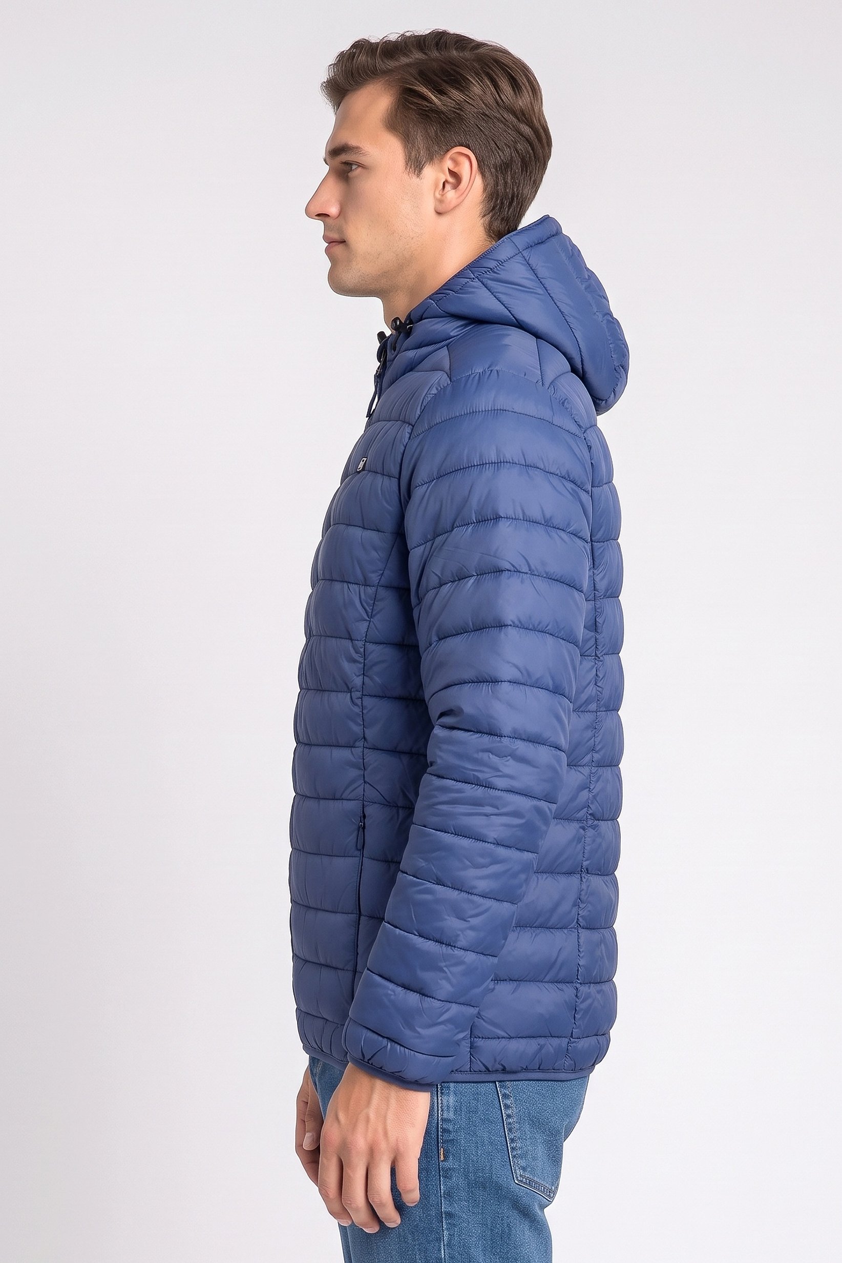 Men Quilted Puffer Jacket, Blue