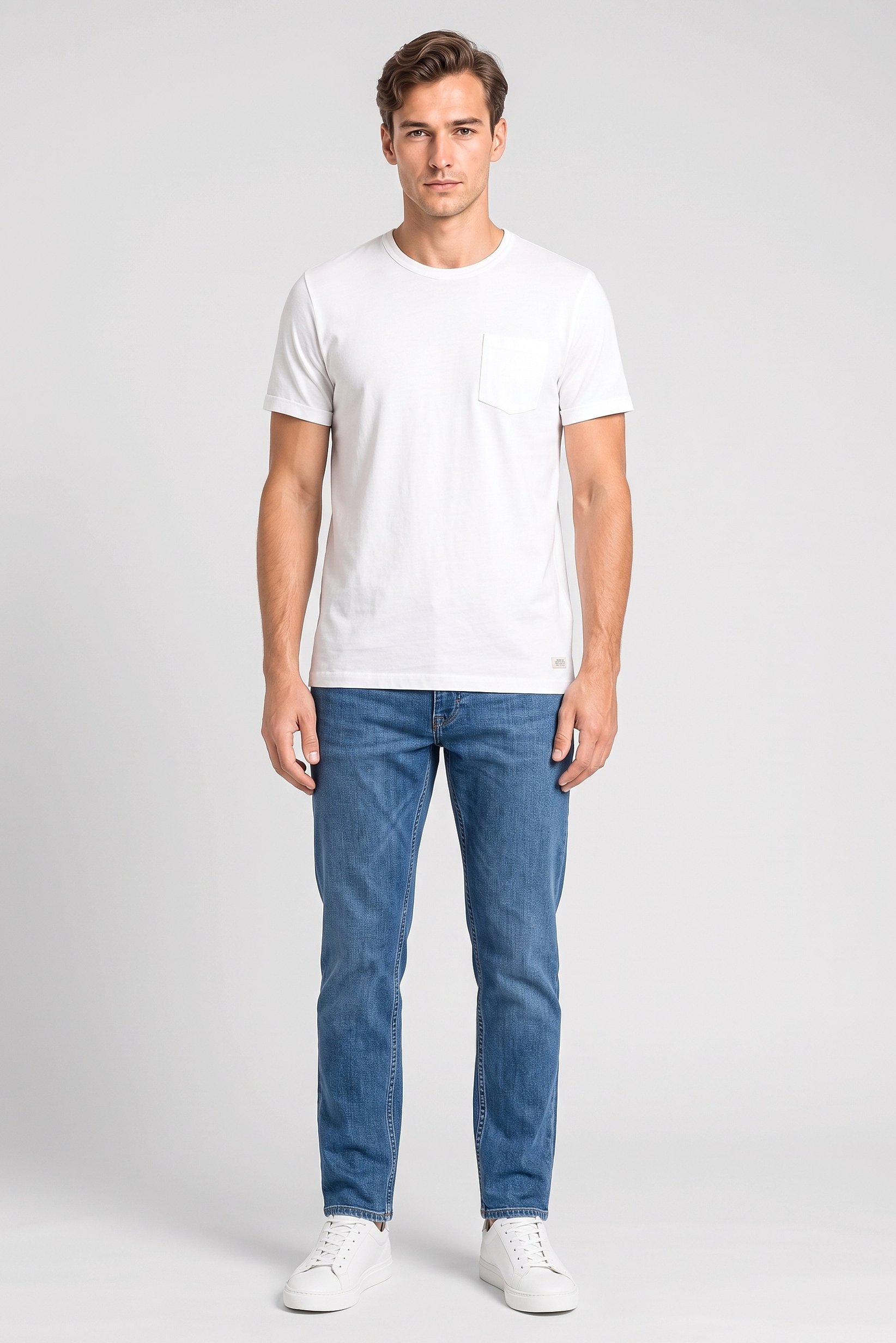 Men Crew Neck Short Sleeve Plain T-Shirt, White