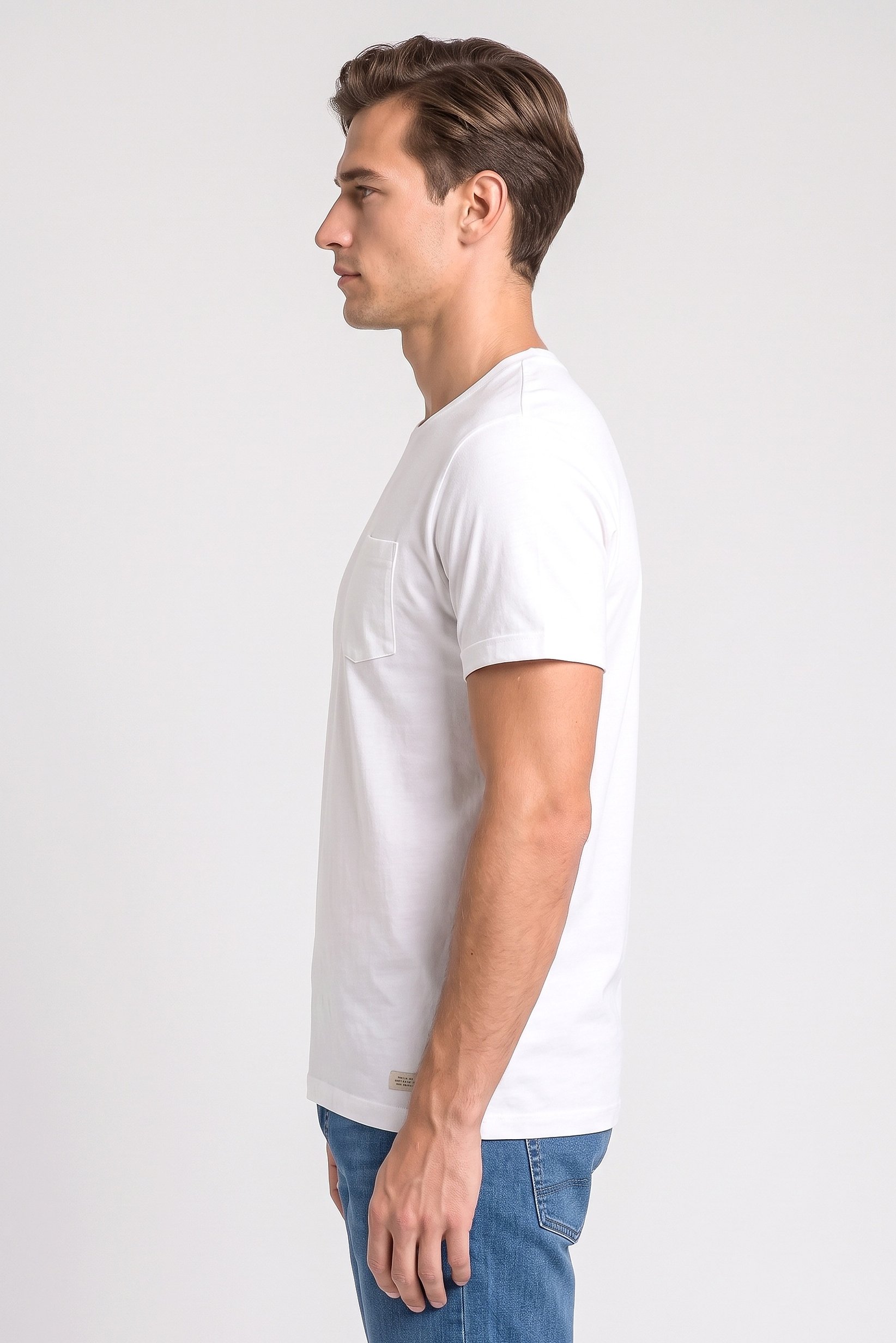 Men Crew Neck Short Sleeve Plain T-Shirt, White