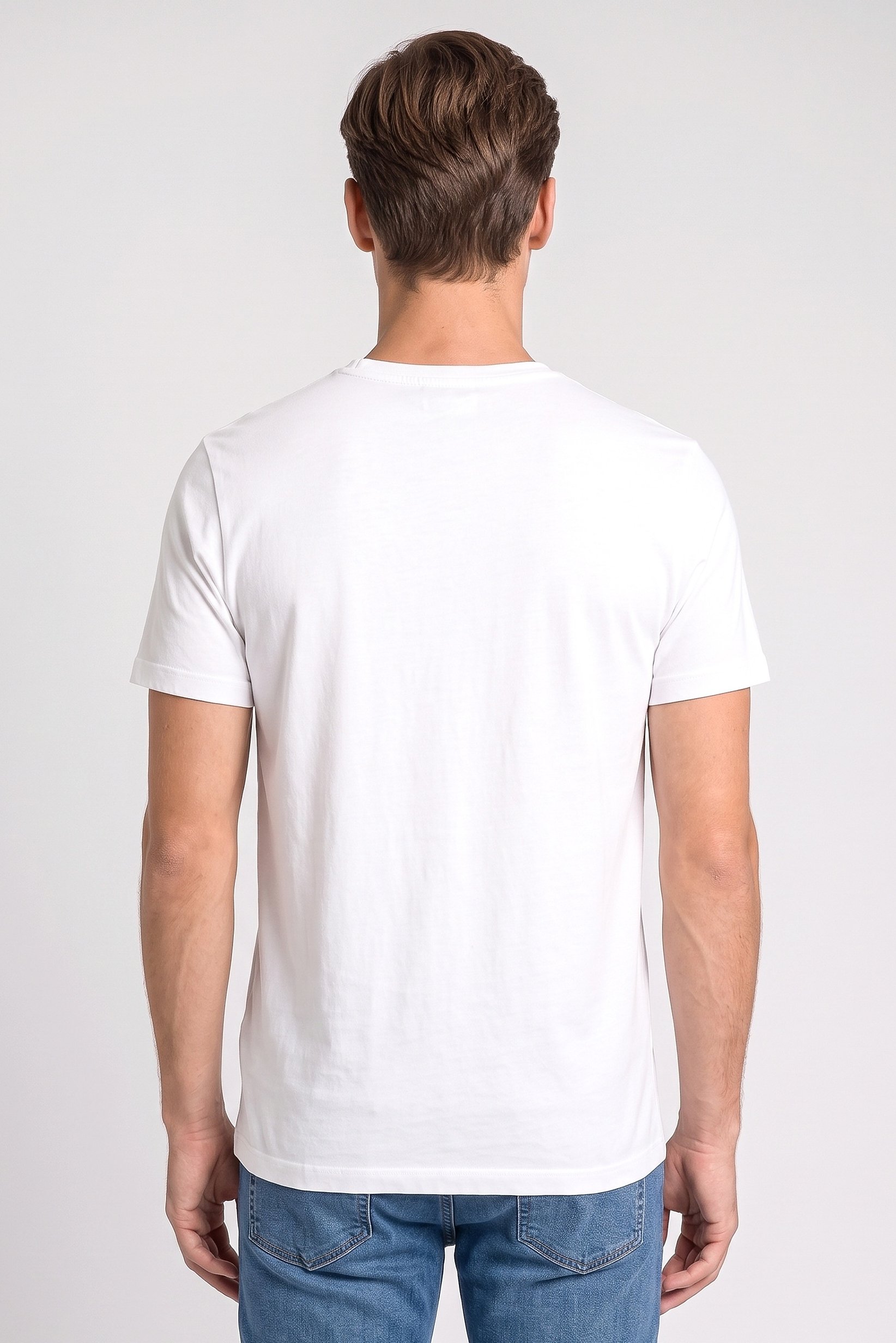Men Crew Neck Short Sleeve Plain T-Shirt, White