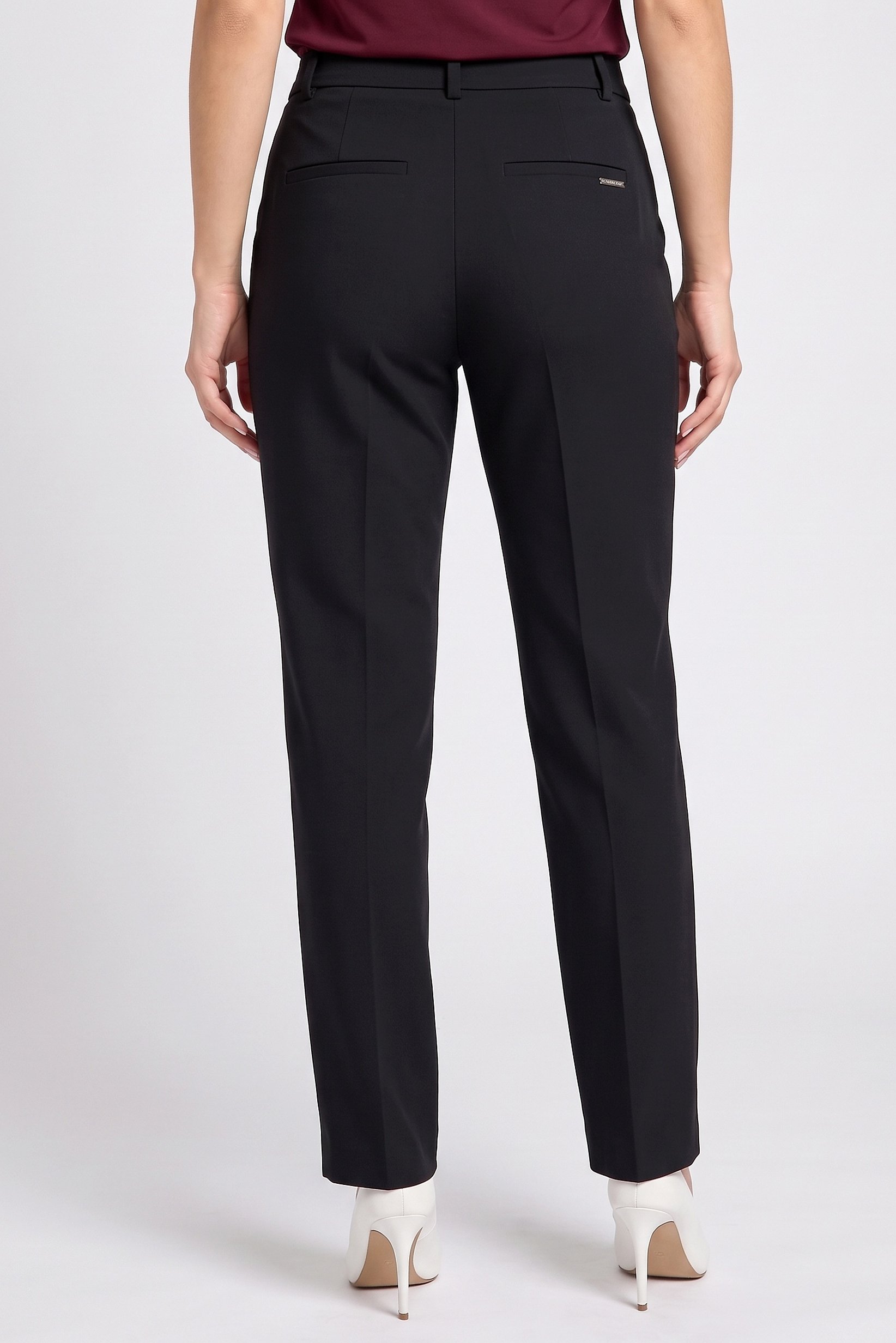 Women Regular Fit Solid Straight Leg Pants, Black