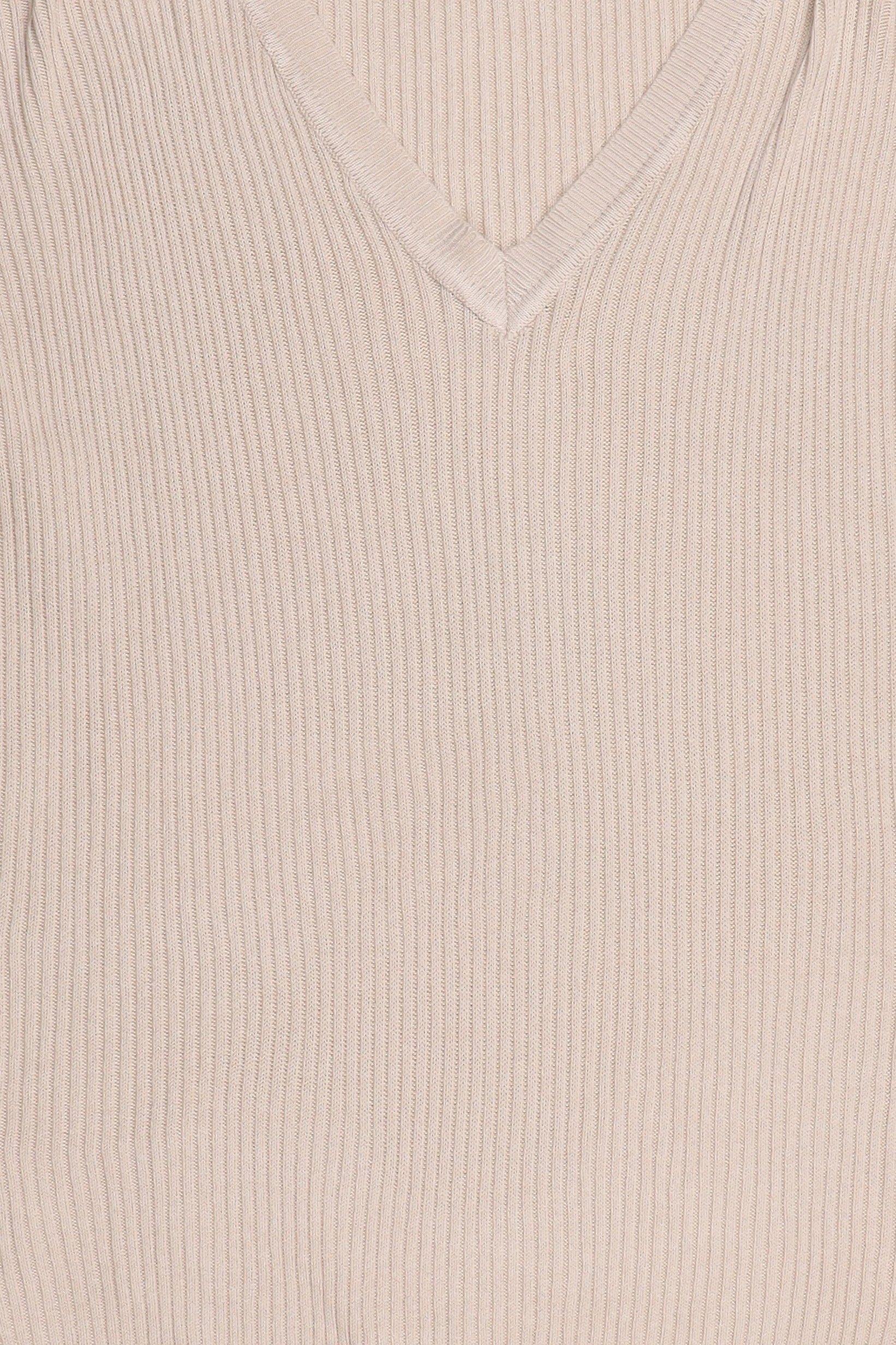 Women V-Neck Knitted Sweater, Beige
