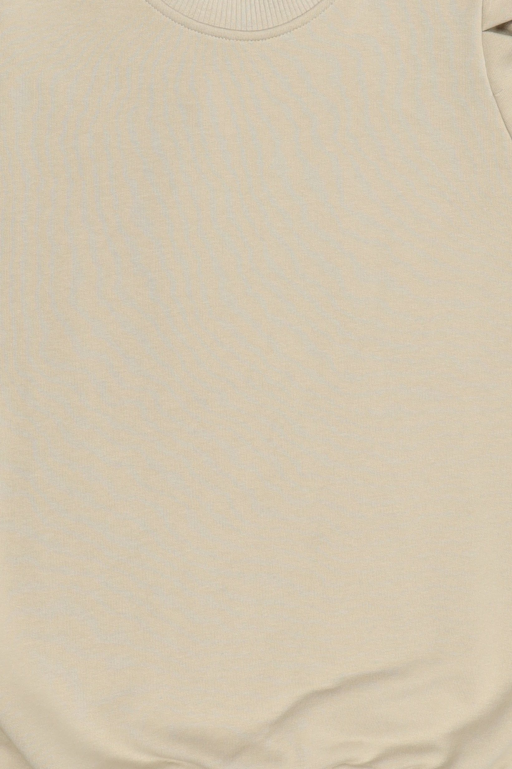 Women Crew Neck Balloon Sleeve Solid Top, Beige