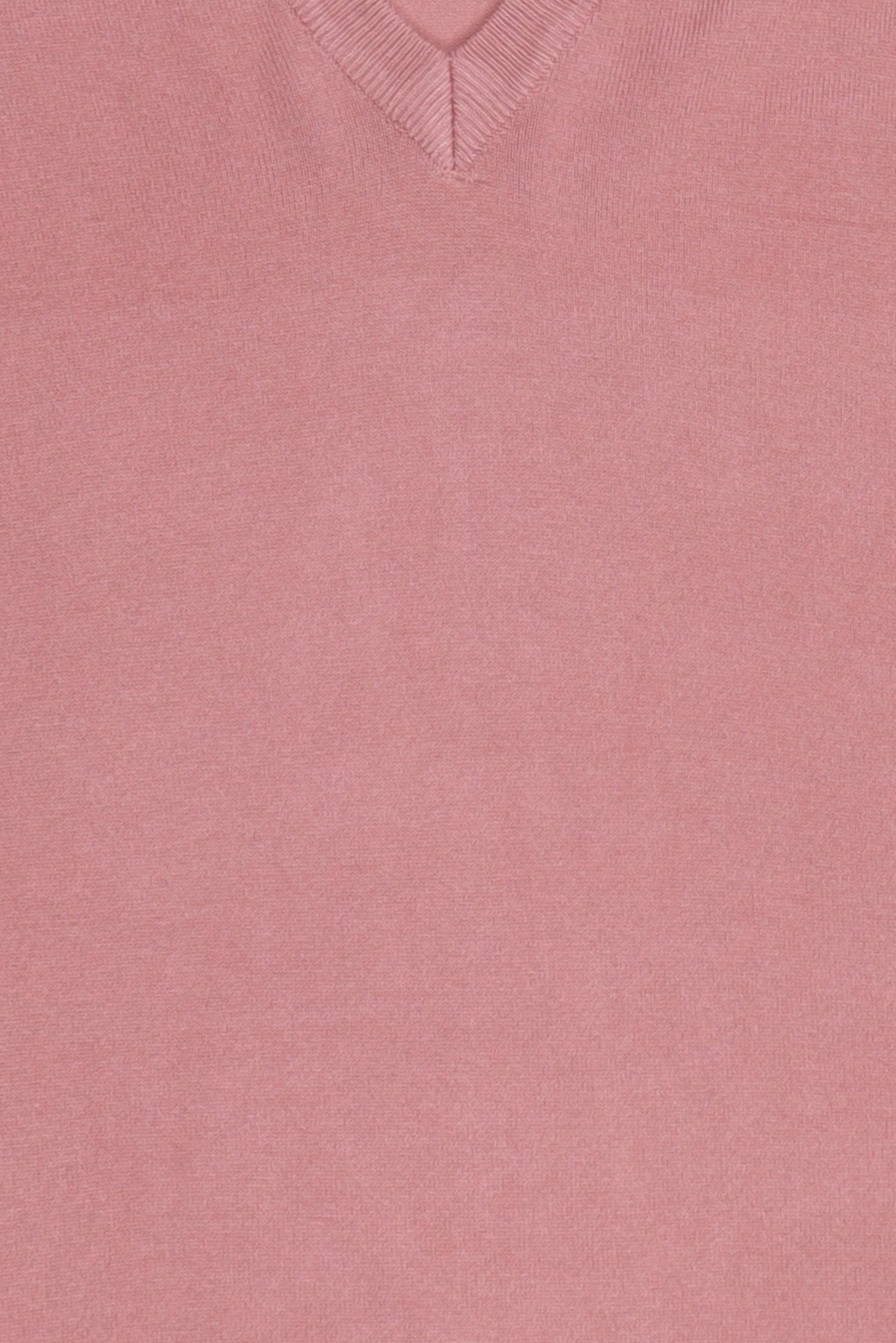Women V-Neck Plain Knitted Sweater, Old Rose