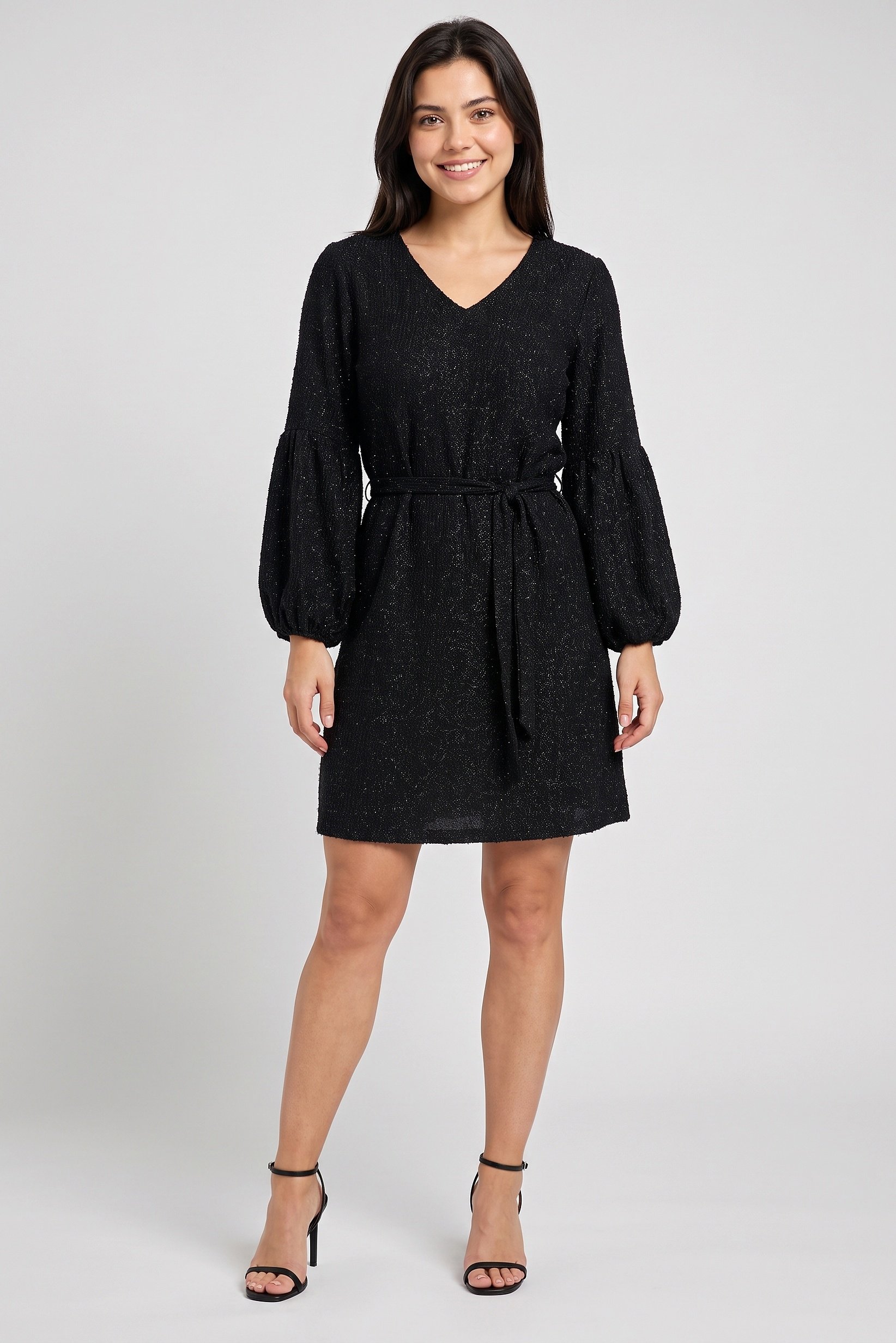 Women Metallic Sheath Dress, Black