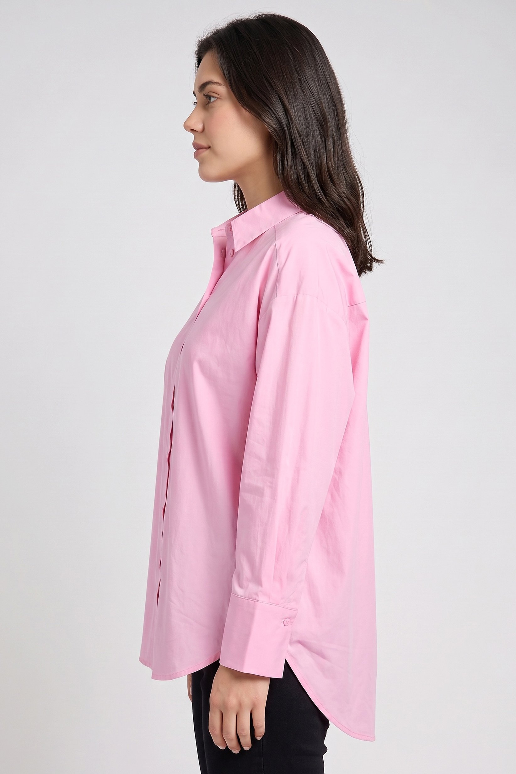 Women Regular Fit Plain Long Sleeve Shirt, Pink