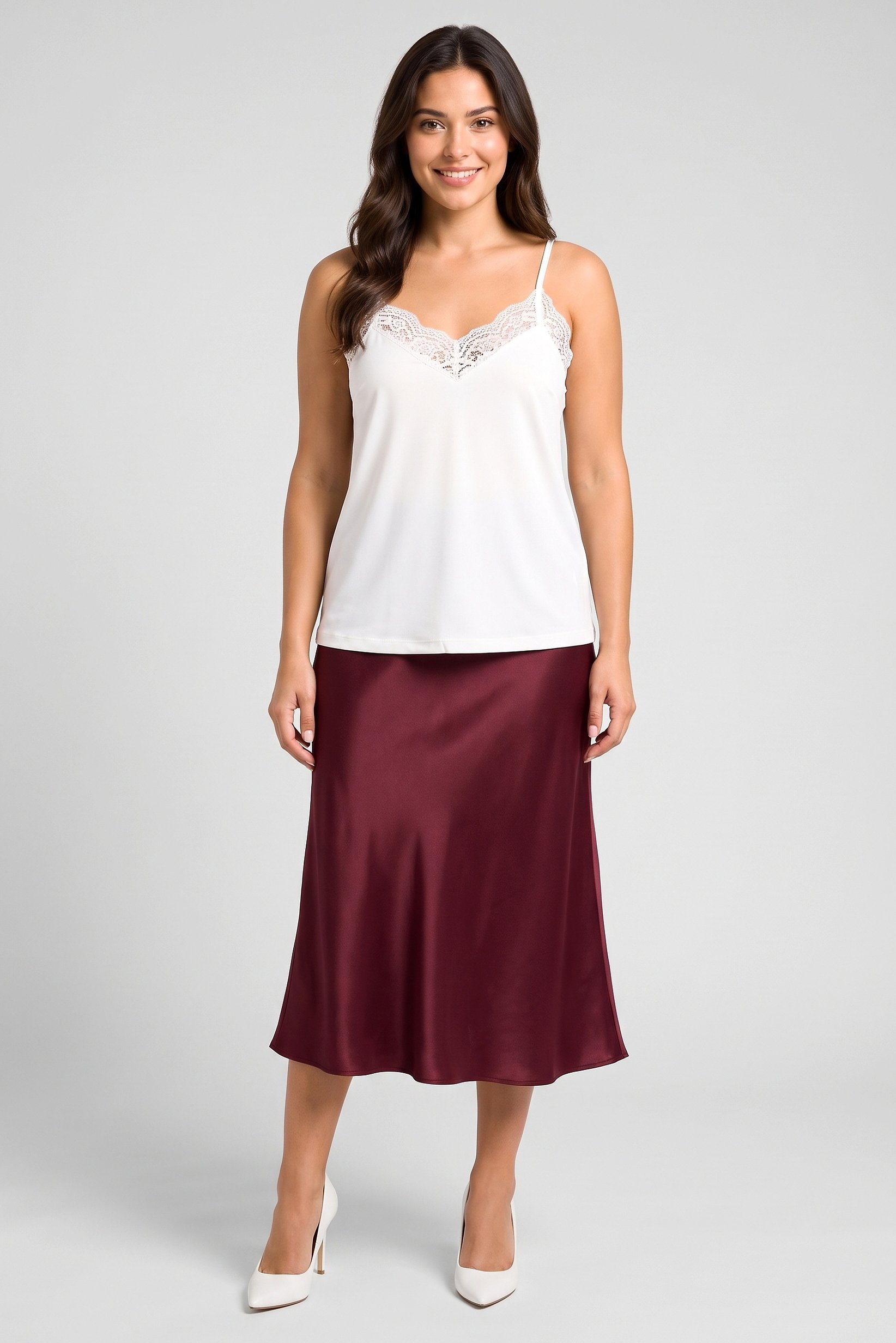 Women V-Neck Textured Sleeveless Tank Top, White