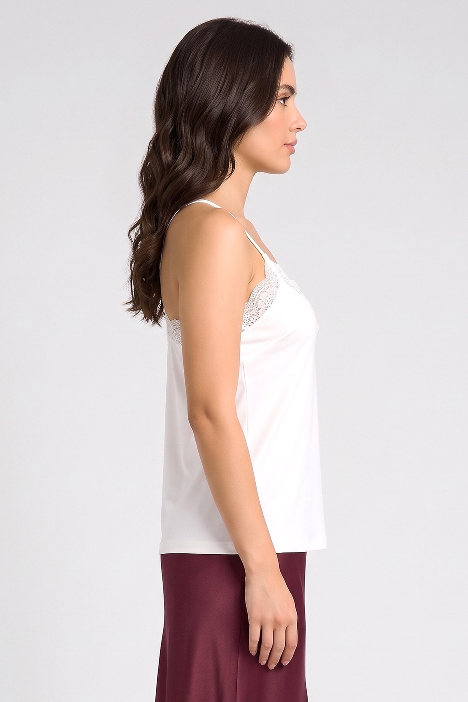 Women V-Neck Textured Sleeveless Tank Top, White