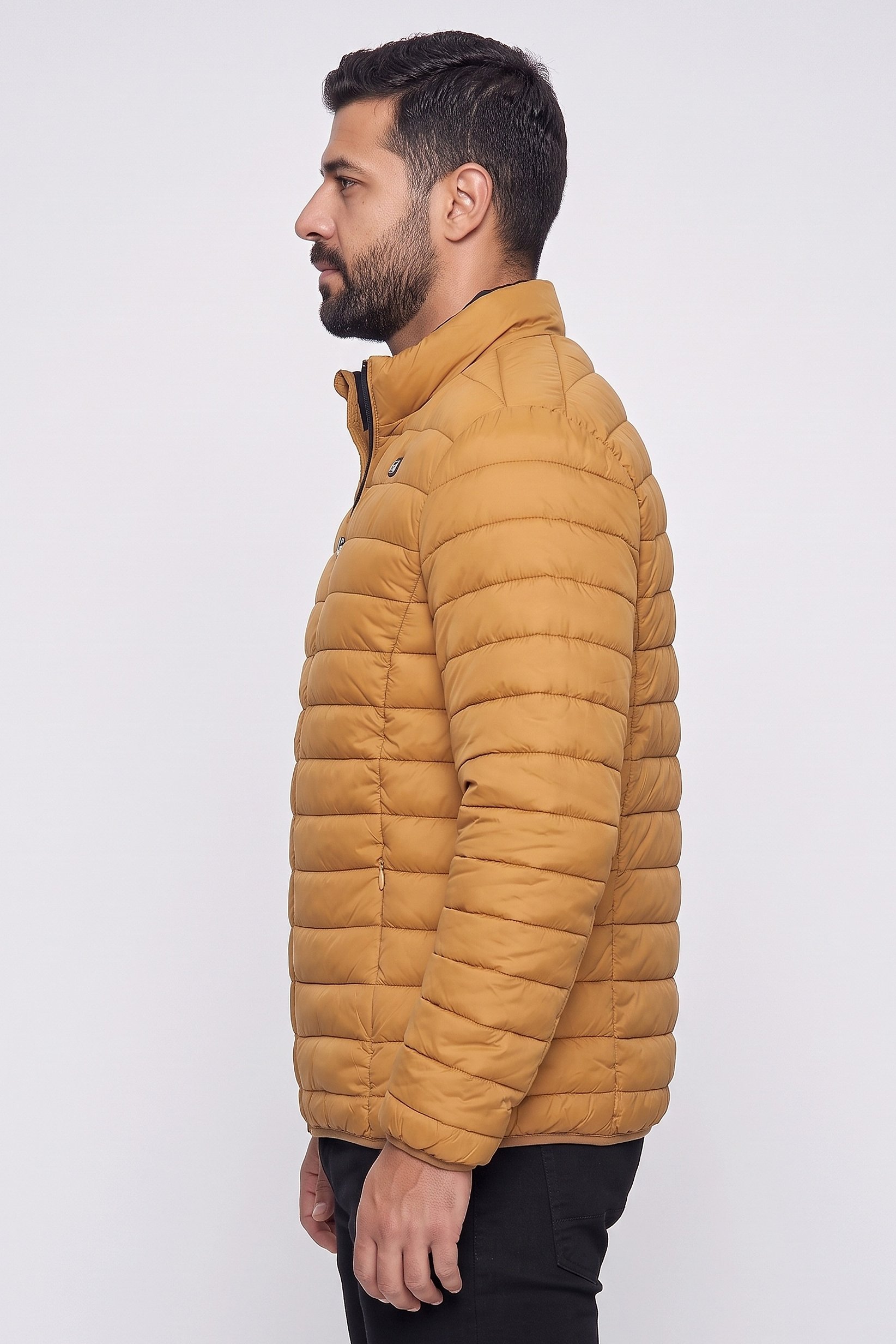 Men Quilted Puffer Jacket, Tan