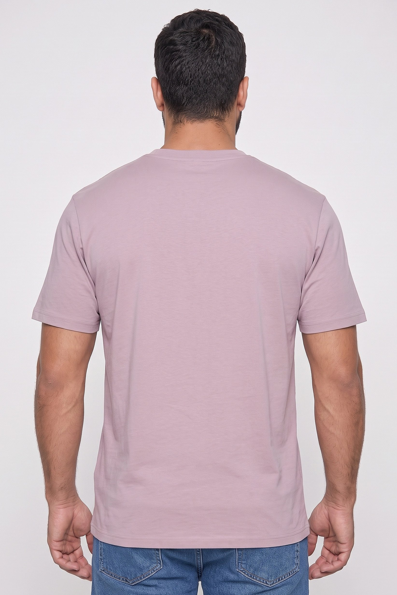 Men Crew Neck Short Sleeve Plain T-Shirt, Mauve