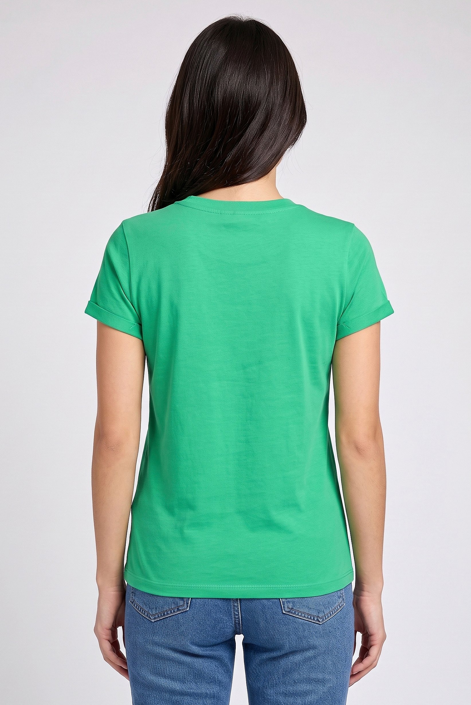 Women Crew Neck Short Sleeve Plain T-Shirt, Green