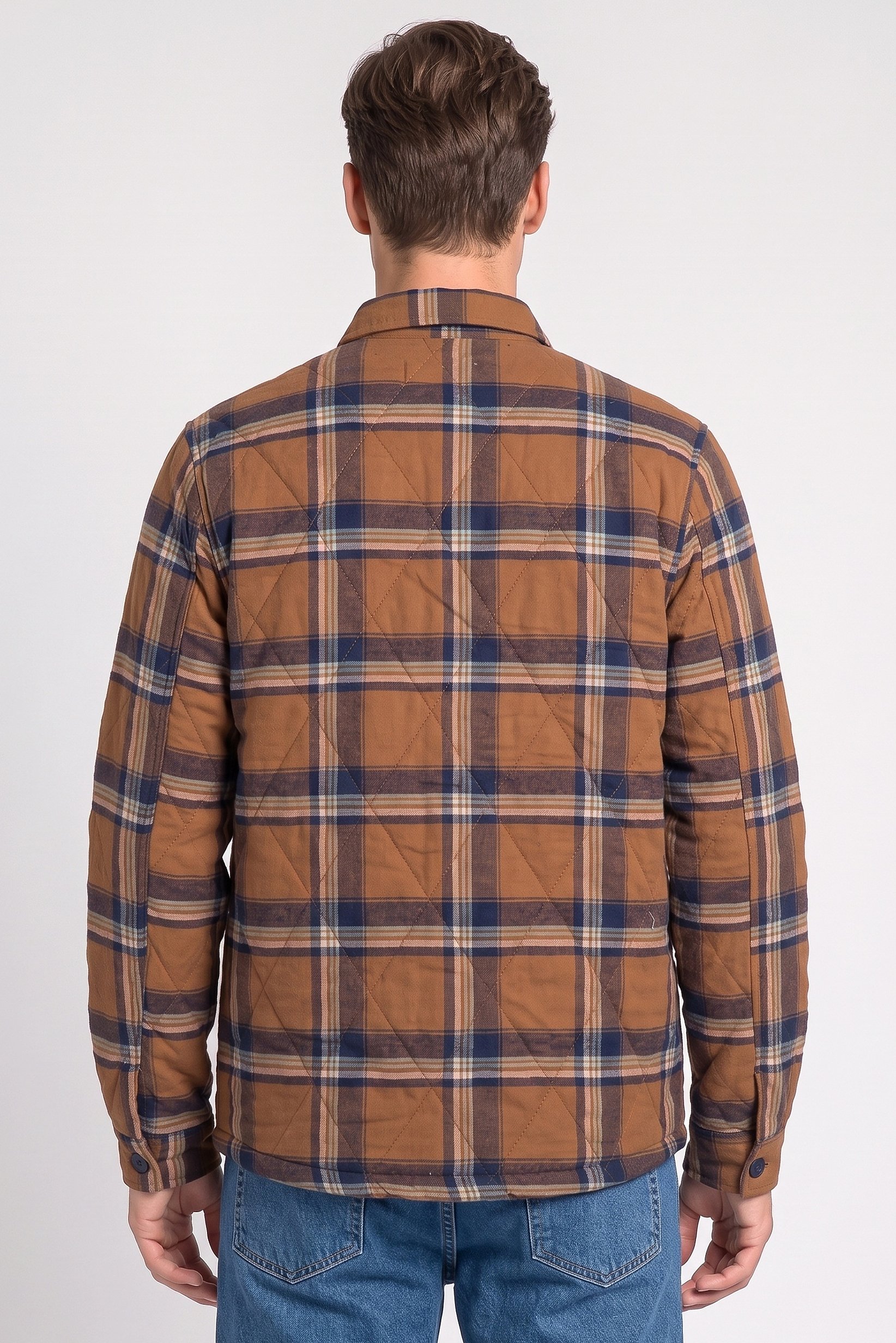 Men Checkered Long Sleeve Jacket Shirt, Multicolor